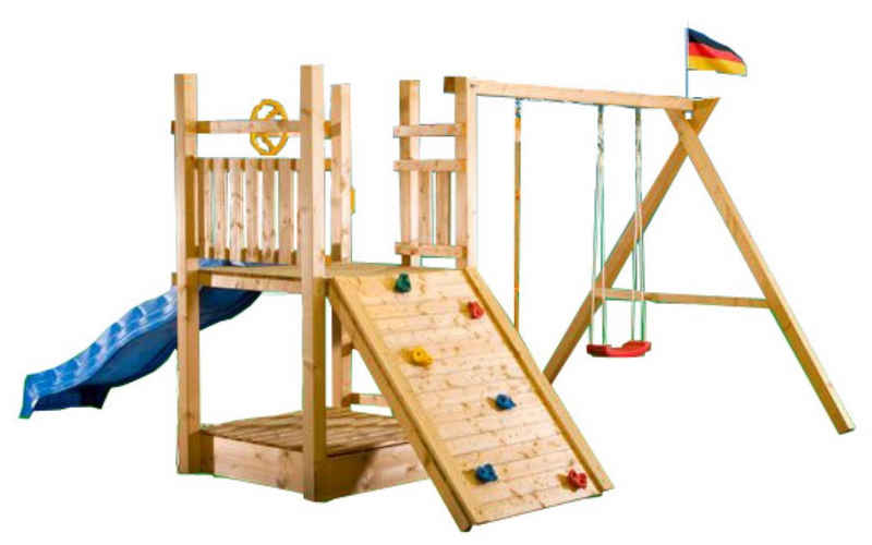bv-vertrieb Spielturm »Kletterturm Holzturm Spielturm für Kinder mit Sandkasten, Schaukel und Rutsche - (3372)«