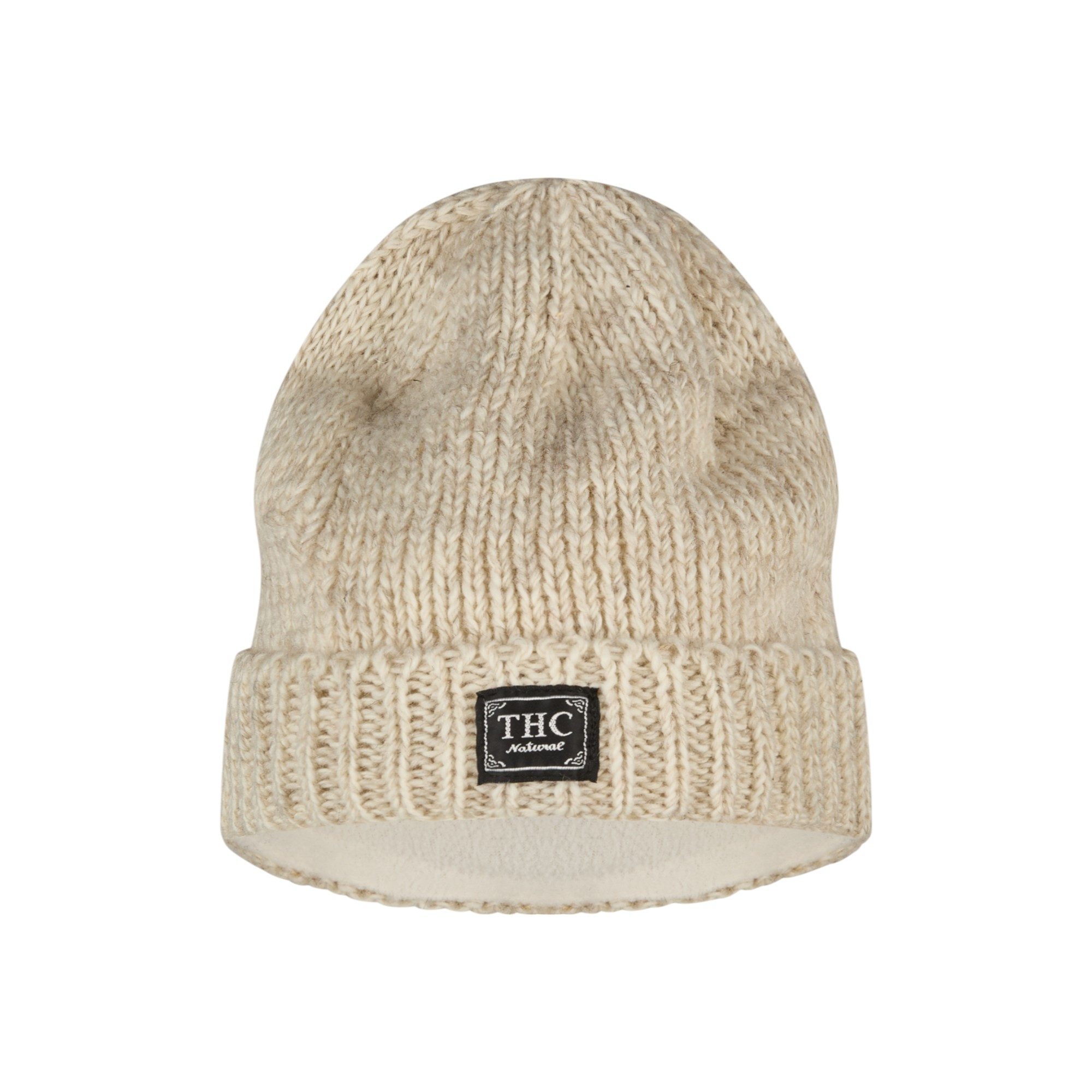 THC Natural Line Strickmütze THC Schafwoll Rollcap 713 weiß (1 Stück, 1-St., 1 Stück) gerippter Umschlag
