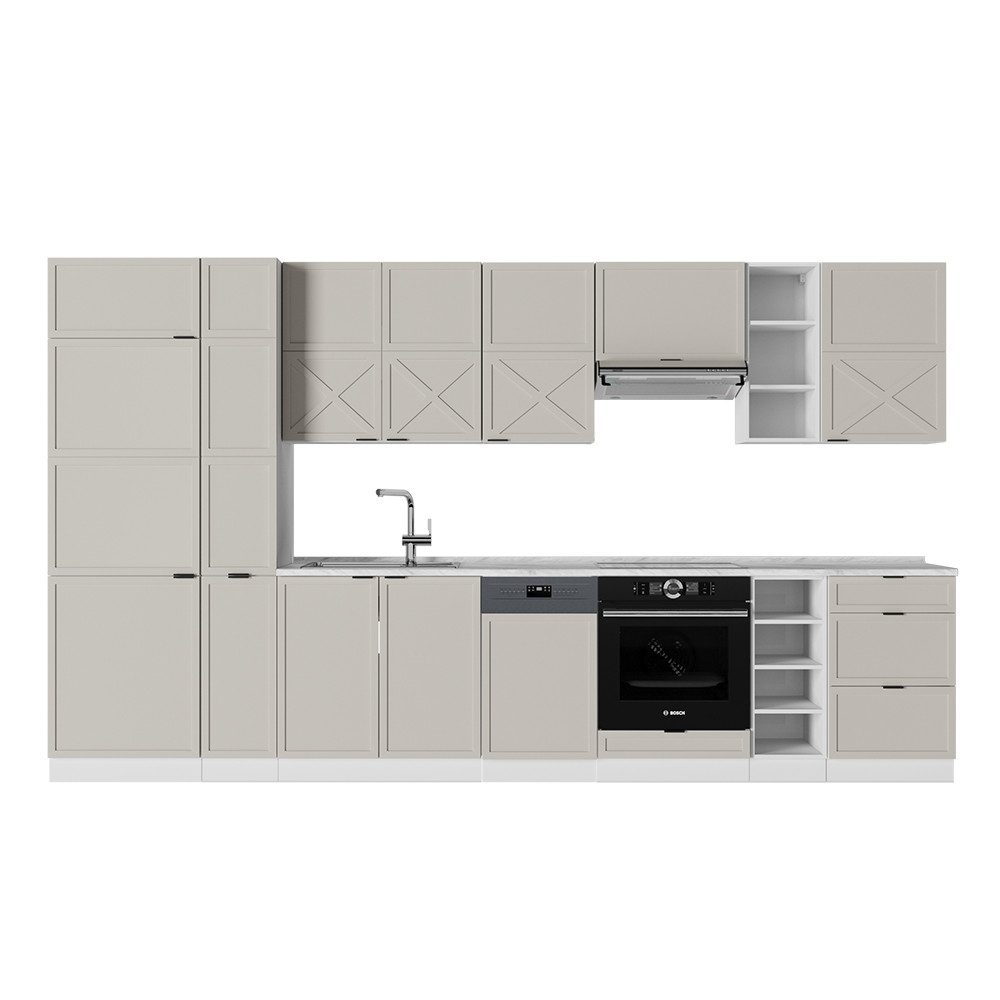 Vicco Küchenzeile Fame-Line, GrauBeige/Weiß/Weiß, 355 cm günstig online kaufen