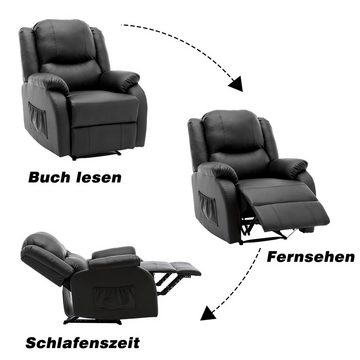 SOFTWEARY Sessel Funktionssessel mit großzügiger Relaxfunktion und Schlaffunktion, Fernsehsessel aus Kunstleder