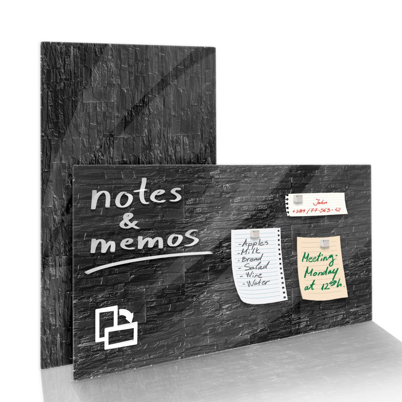Karat Memoboard Design-Glas-Memoboard, Inkl. Magnete & Montagematerial, Verschiedene Farben & Größen