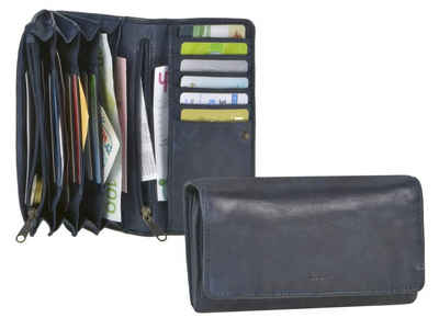 Bear Design Geldbörse »Noor«, Damenbörse, Portemonnaie, knautschiges Leder in blau, 12 Kartenfächer, 17x9cm