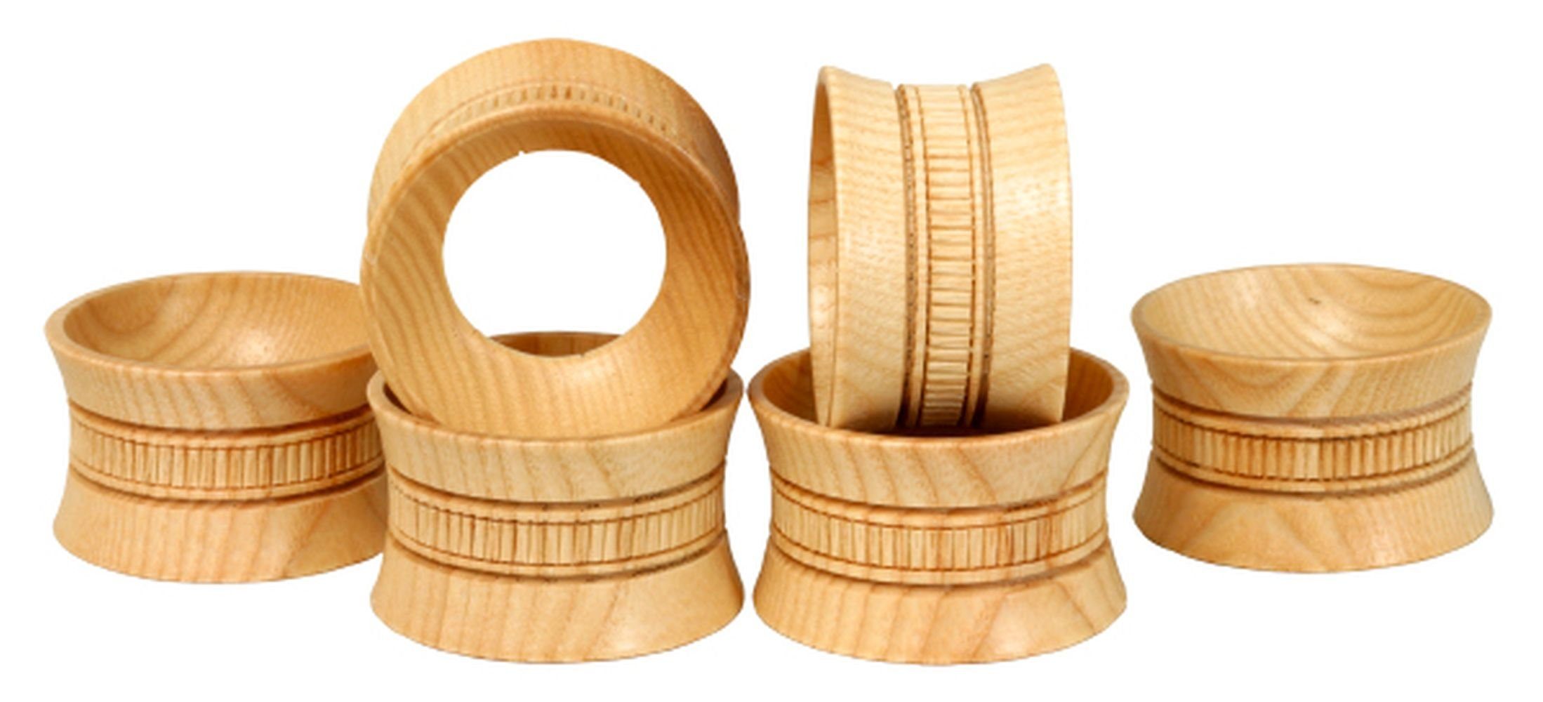 Tischkartenhalter Tischdekoration 6 Serviettenringe  Eierbecher BxHxT 4,5x2,5x4,5cm, Holz
