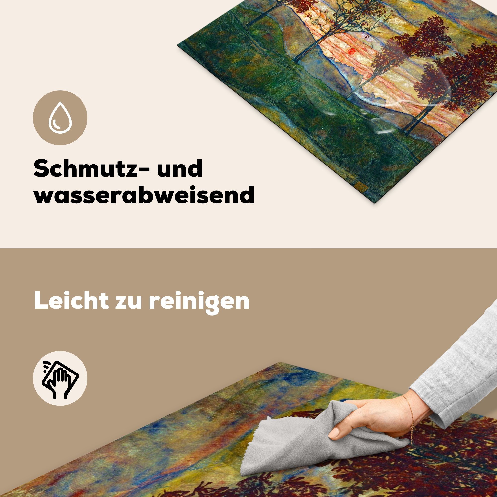 - Vier Schiele, Bäume cm, (1 Egon Induktionsmatte Vinyl, für die Ceranfeldabdeckung 59x52 küche, Herdblende-/Abdeckplatte tlg), MuchoWow