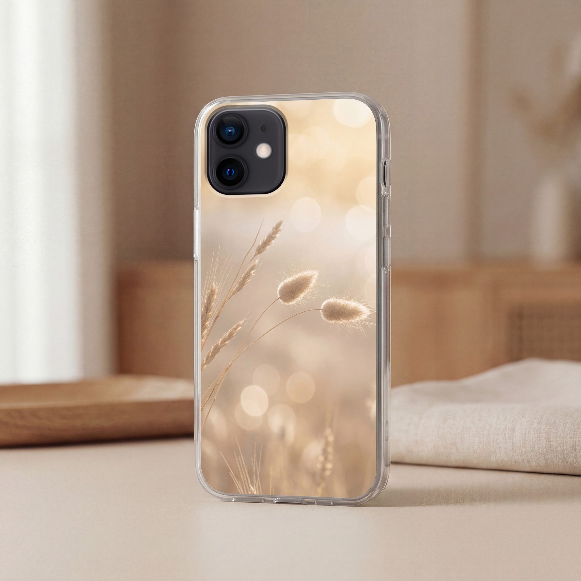 MuchoWow Handyhülle für Apple iPhone 12 Dunstschwanzgras - Grannenhaare - Sonnenlicht, Smartphone-Bumper, Print, Handy Schutzhülle Dünn