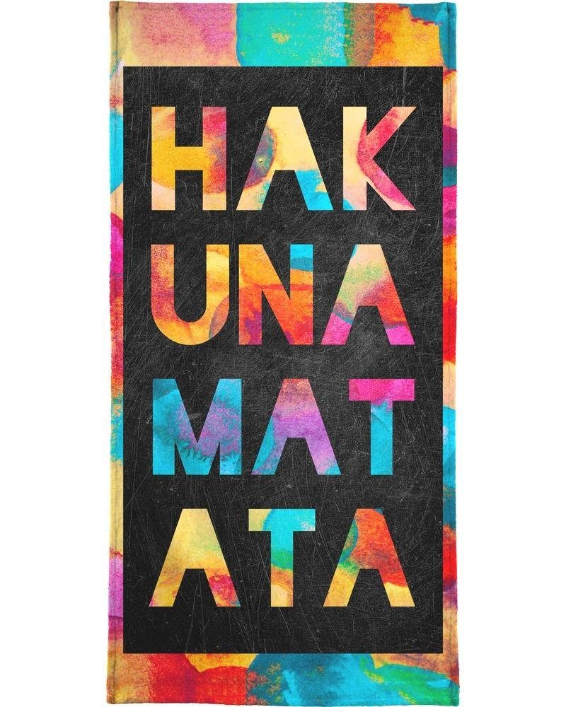 Juniqe Handtuch Matata - (1-St), Einseitig Hakuna bedrucktes, Frottee-Veloursqualität in 1 weicher Bedruckte Oberseite Handtuch Frottee-Veloursqualität