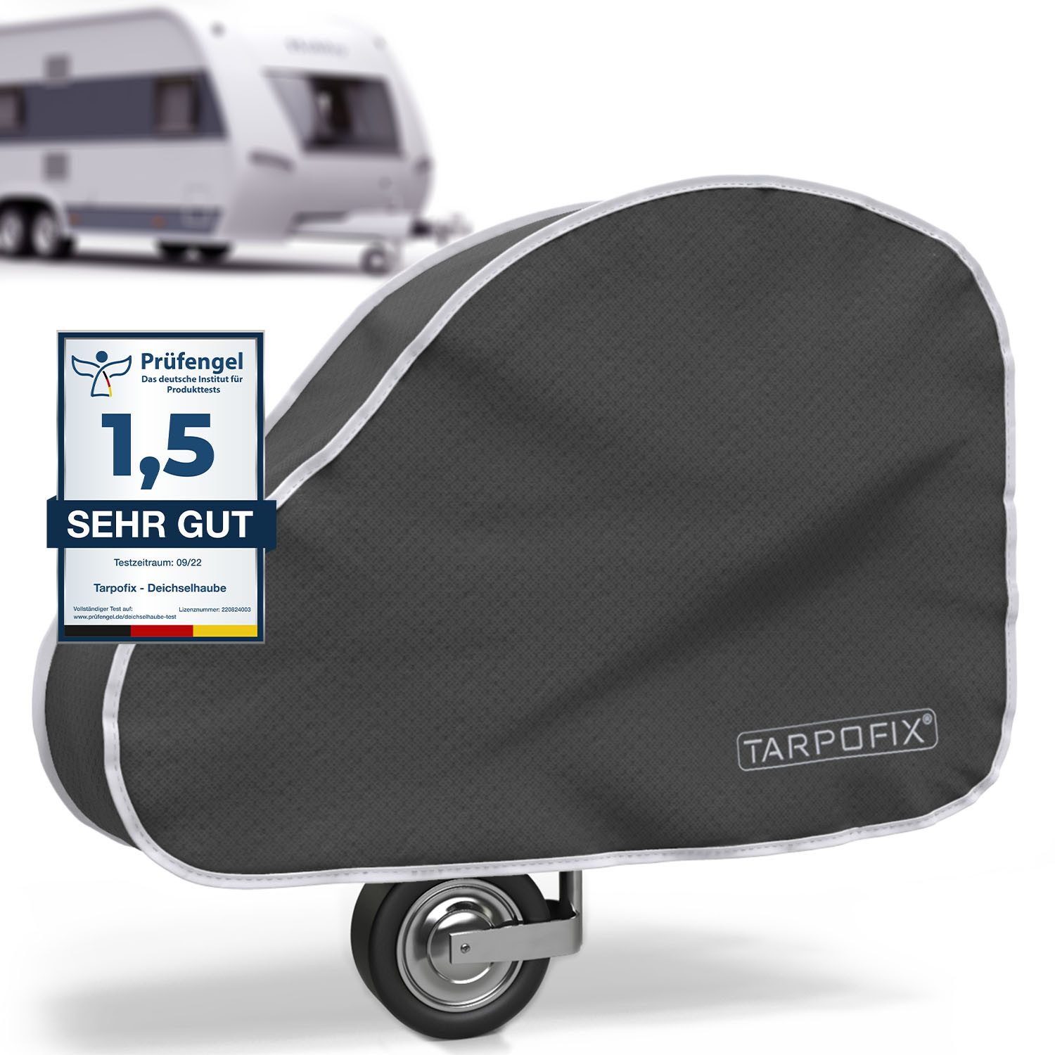 Tarpofix® Schutzplane Deichselabdeckung Anhänger 92x15x58 cm (Deichselhaube Wohnwagen), wasserdicht, UV-beständig