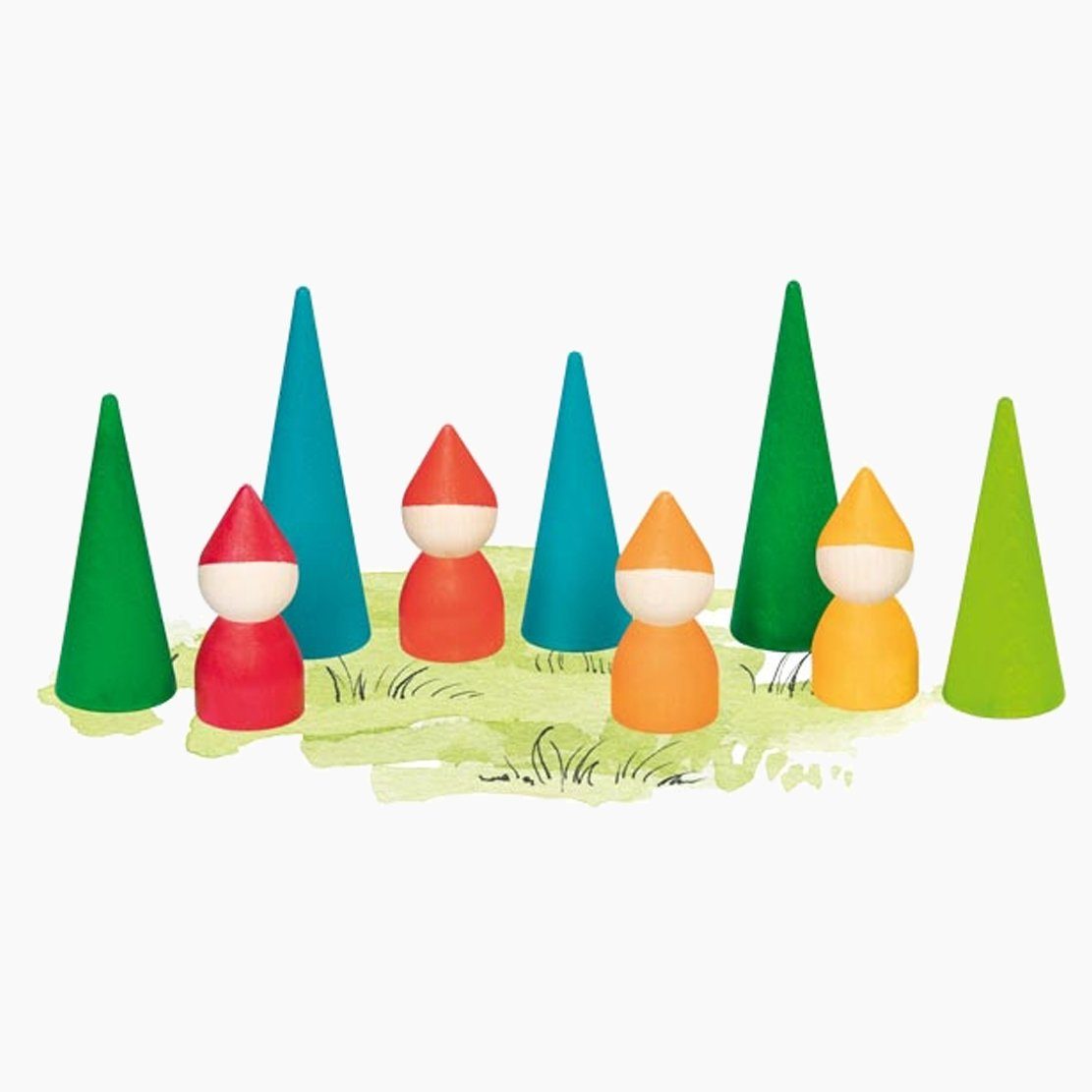 goki Stehpuppe Zwergenwald (packung, 12-tlg., spar set), Figuren werden aus Ahornholz gefertigt und sind Made in Europe