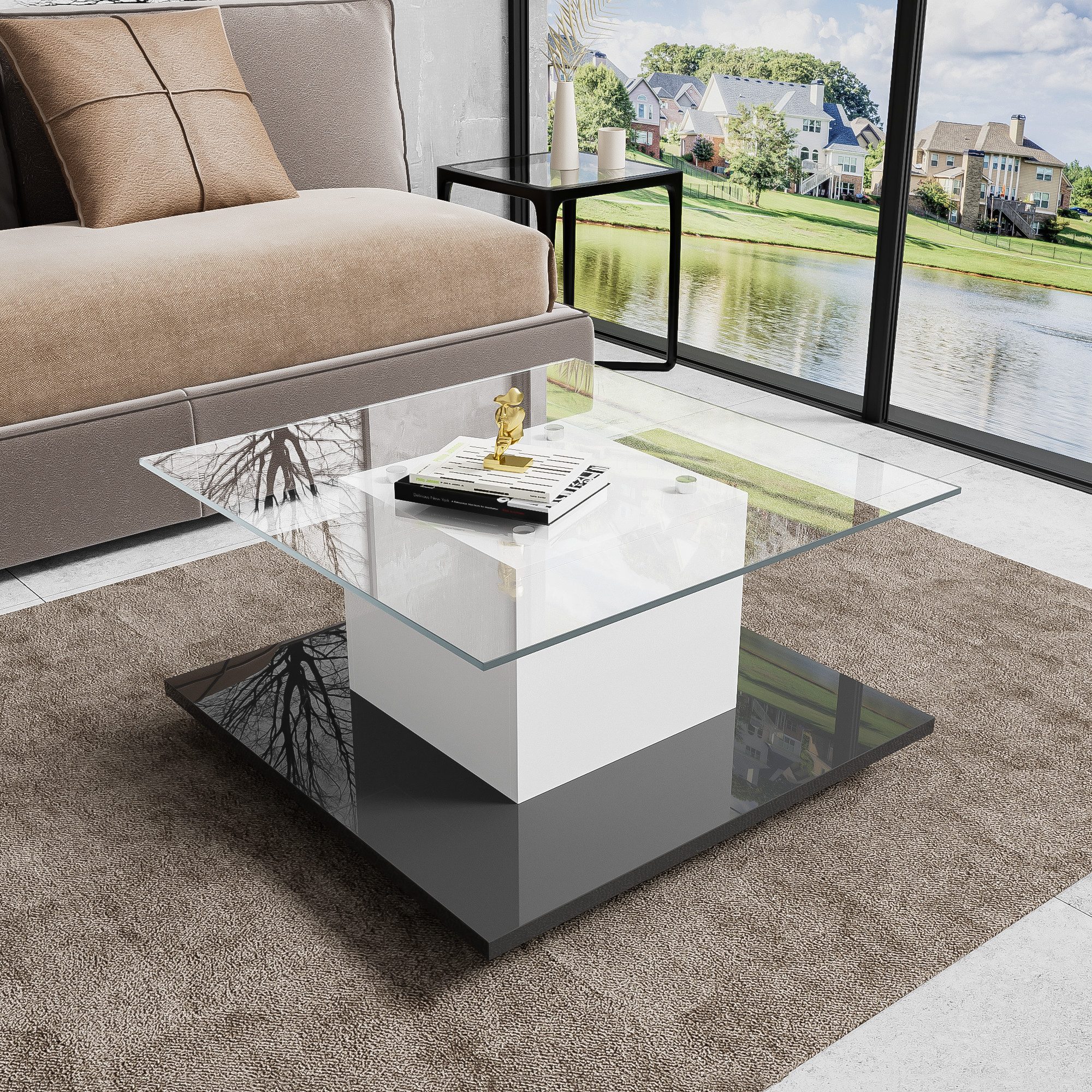 REDOM Couchtisch Sofatisch Wohnzimmertisch mit gehärteter günstig online kaufen