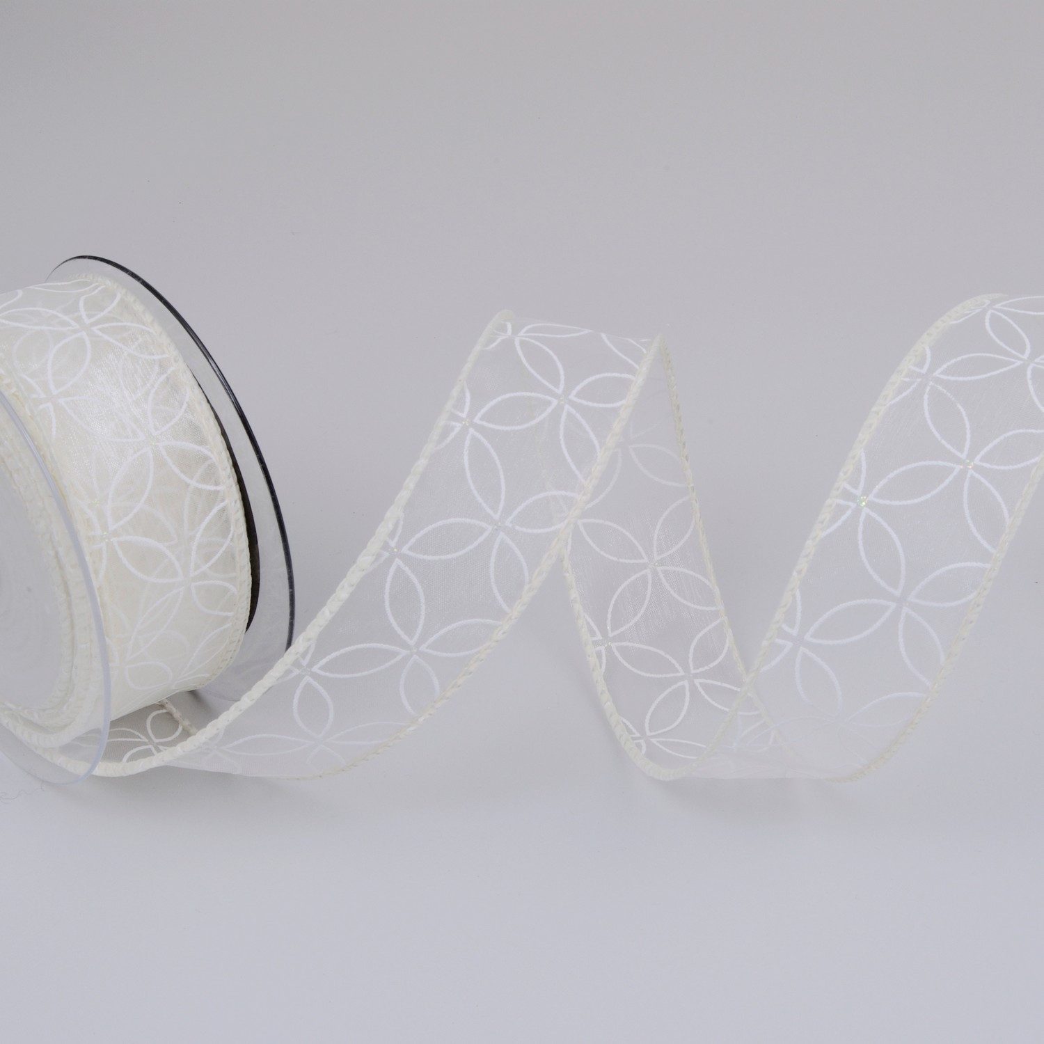Deko AS Dekoobjekt Hochzeitsband "Flowercircle" - ivory - 40mm - 10m - 90127 40 50