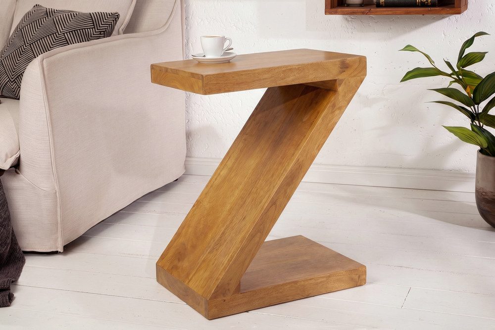 riess-ambiente Beistelltisch Z 45cm braun - Mango-Massivholz, honey finish, Handarbeit, lackiert, variabel stellbarer Couchtisch - ideal für Wohn- und Schlafzimmer