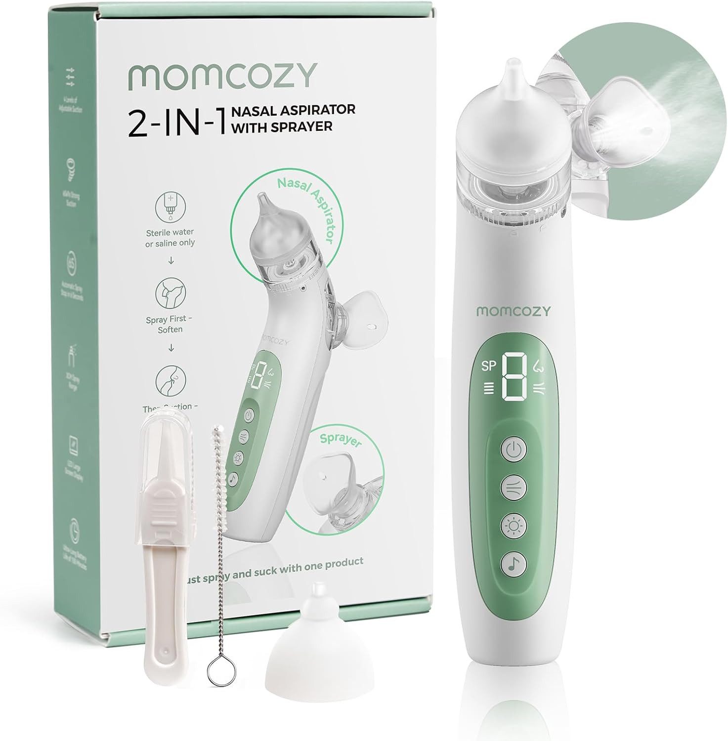 Momcozy Nasensauger BreezyClear 2-in-1 Elektrischer Nasensauger mit Sprüh und Saugfunktion