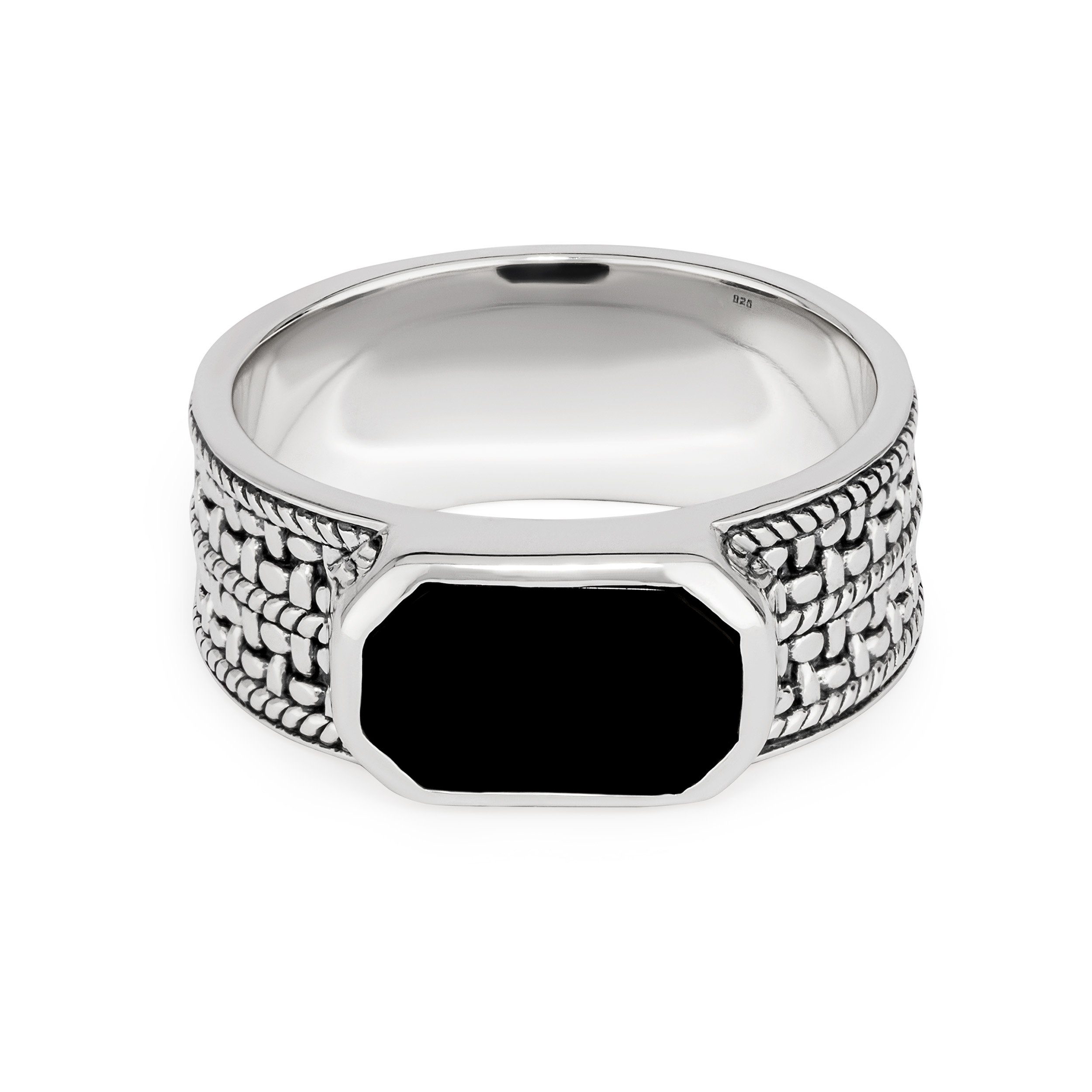 NKlaus Silberring 58mm Herrenring echt Onyx schwarz Solitär 925 Silber mass günstig online kaufen