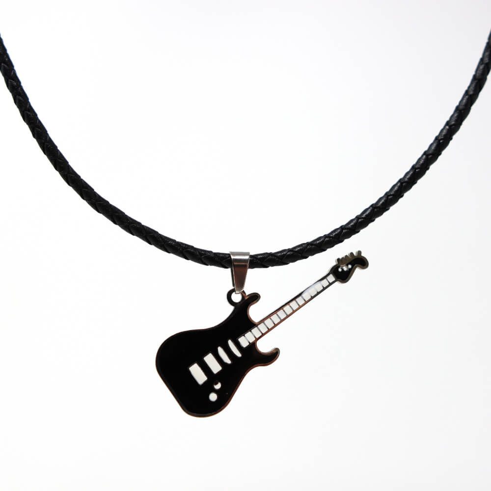 DALMARO Kette mit Anhänger Lederkette Edelstahlkette 316L E-GITARRE, Herren günstig online kaufen