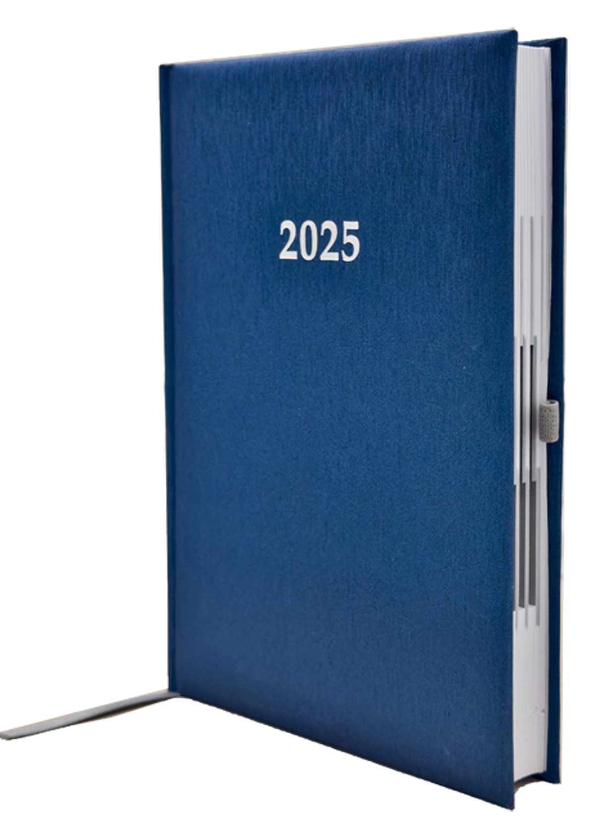 ADINA Buchkalender 2025 ADINA Buchkalender Chefplaner A5 blau-metallic 1 Tag 1 Seite