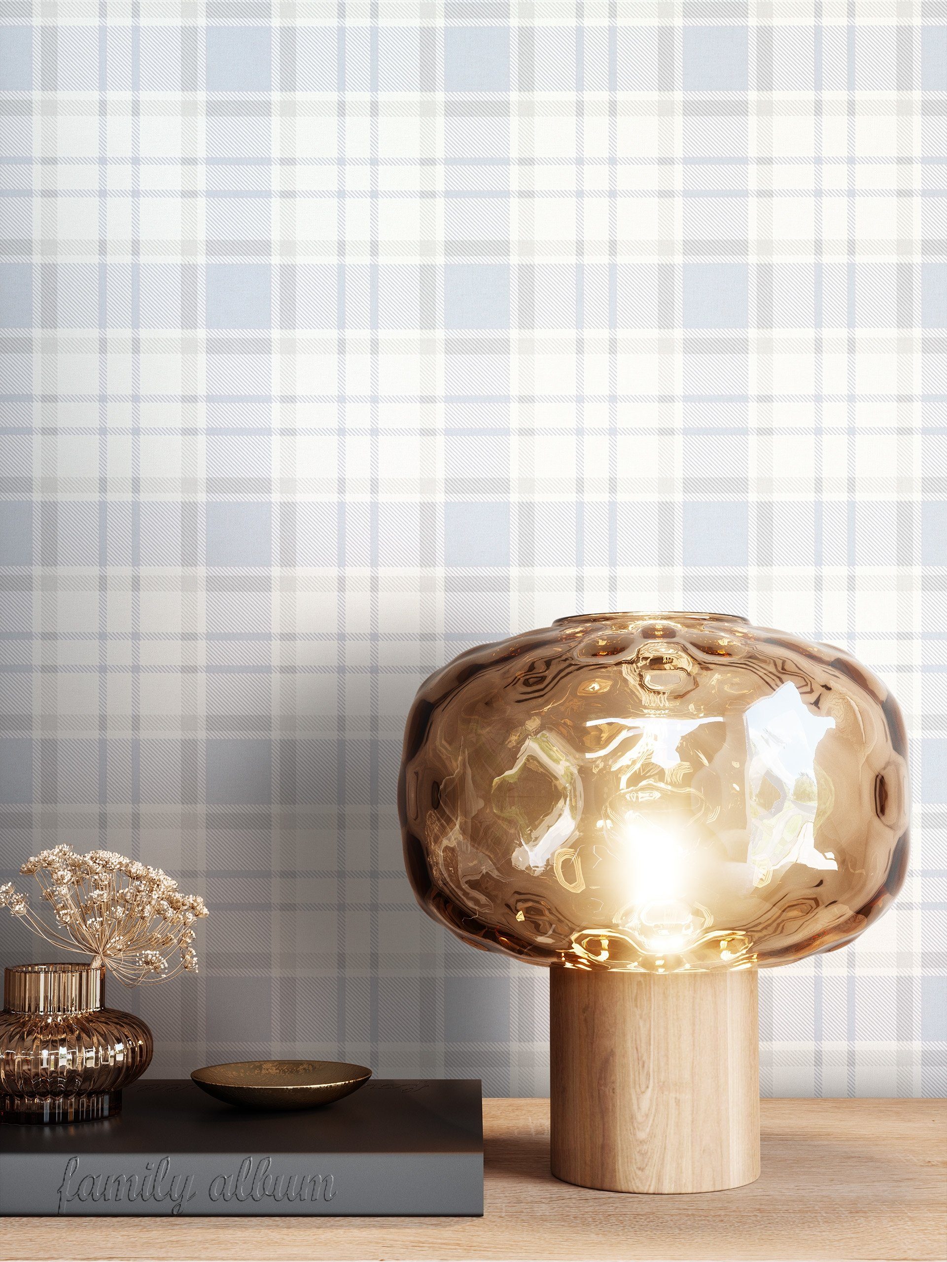 Newroom Vliestapete, Blau Tapete Modern Kariert günstig online kaufen