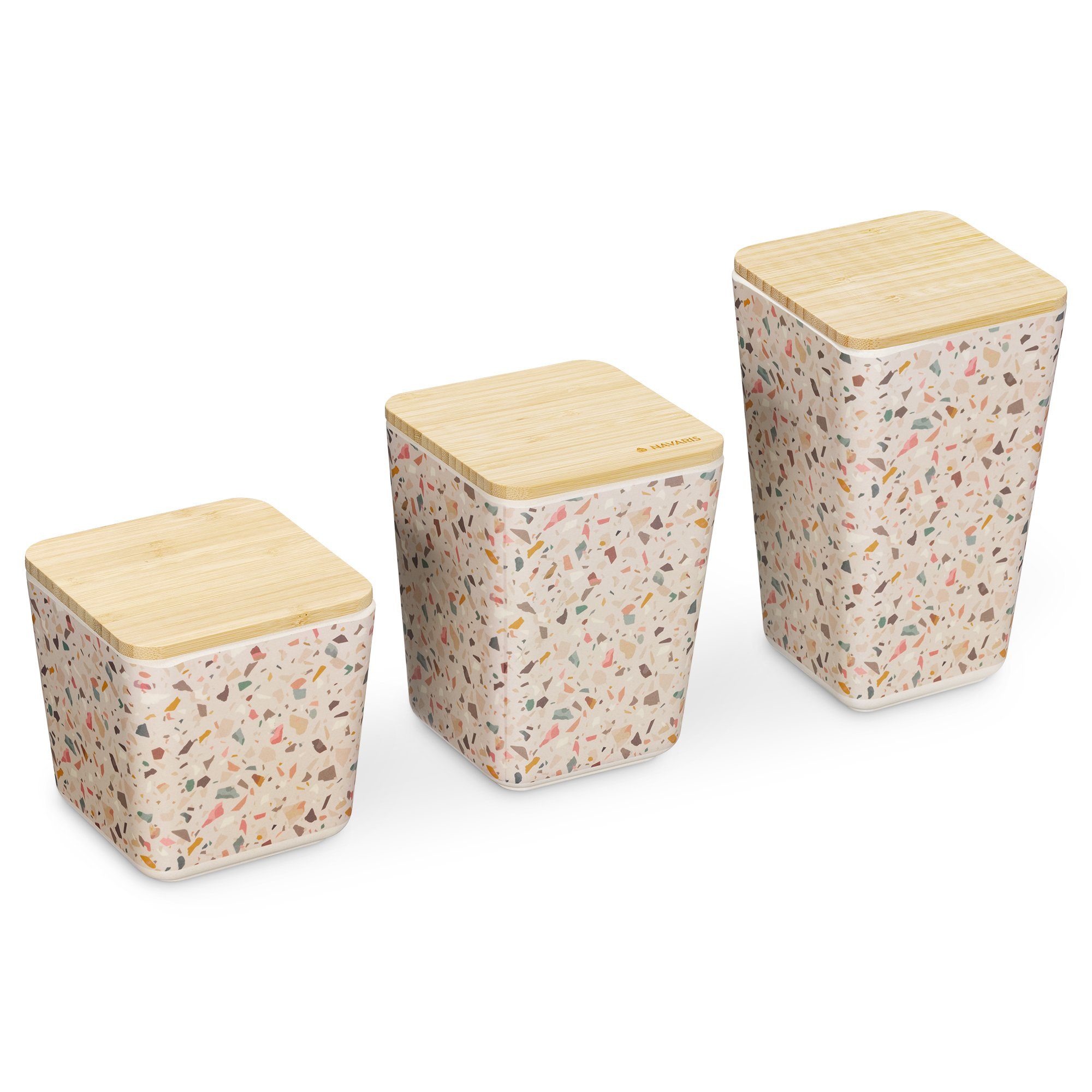 Navaris Aufbewahrungsbox, 3x Dose zur Aufbewahrung mit Deckel - Bambus  Behälter für u.a. Wattestäbchen Wattepads - Aufbewahrungsbox Terrazzo  Design online kaufen | OTTO