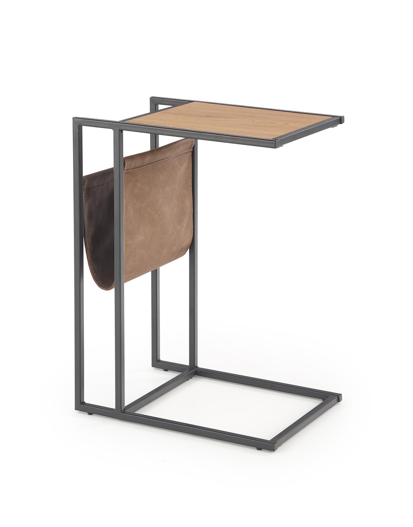 Beistelltisch Design Beistelltisch HCO-111 Eiche Gold Schwarz Ablage Zeitungsständer