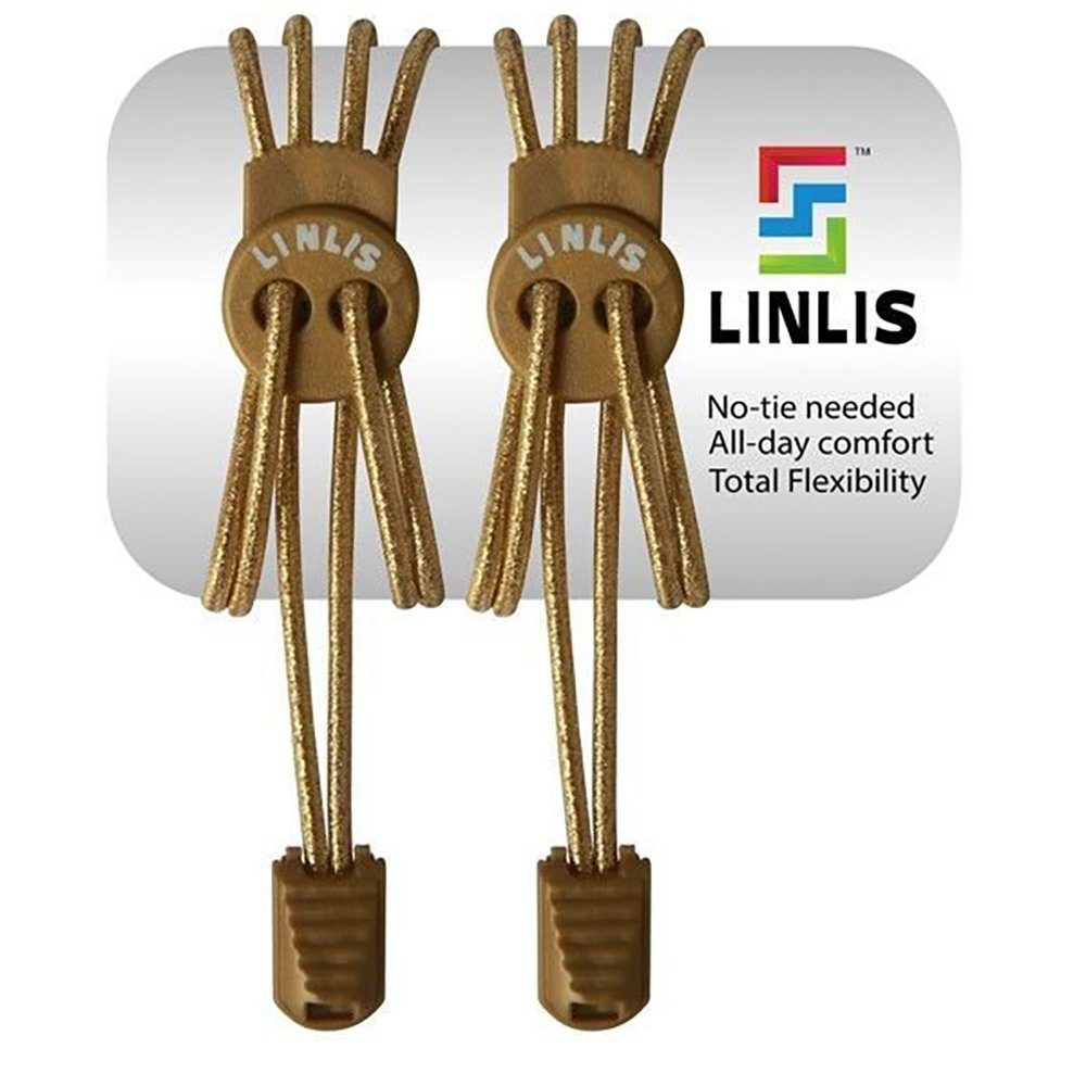 LINLIS Schnürsenkel Elastische Schnürsenkel ohne zu schnüren LINLIS Stretch FIT Komfort mit 27 prächtige Farben, Wasserresistenz, Strapazierfähigkeit, Anwenderfreundlichkeit Gold-1