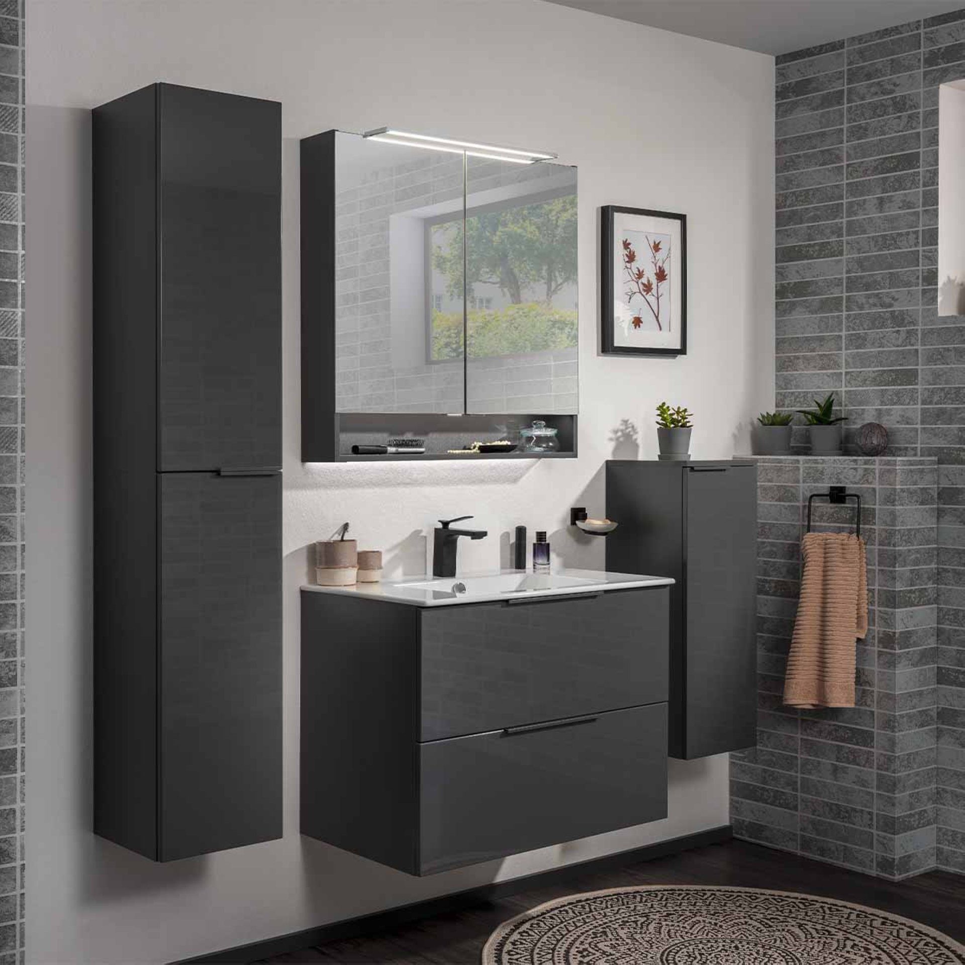 FACKELMANN Badmöbel-Set LUNA Badmöbel Set 2 Teile