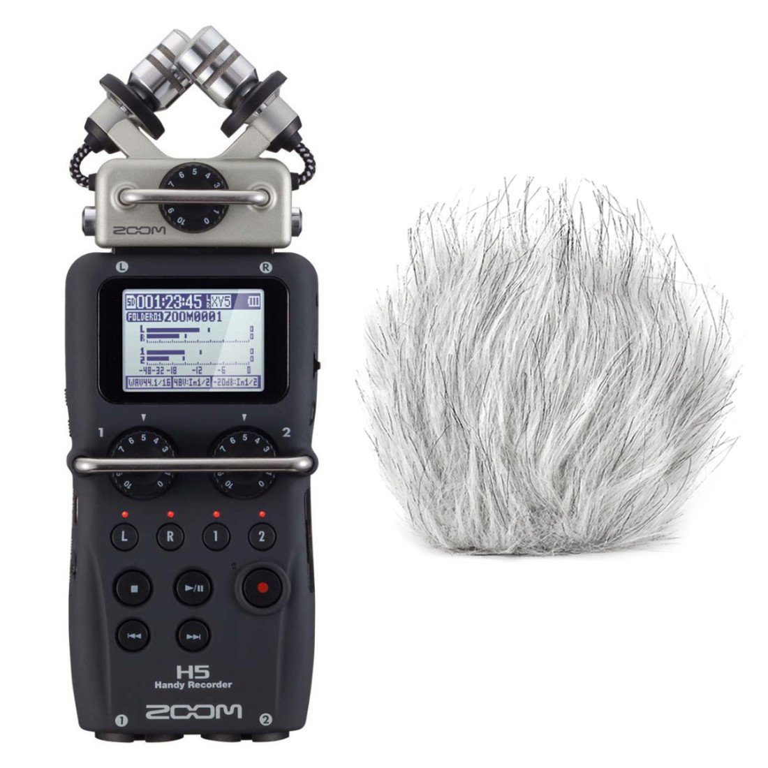 Zoom Audio Zoom H5 Handy-Recorder mit Fell-Windschutz Digitales 