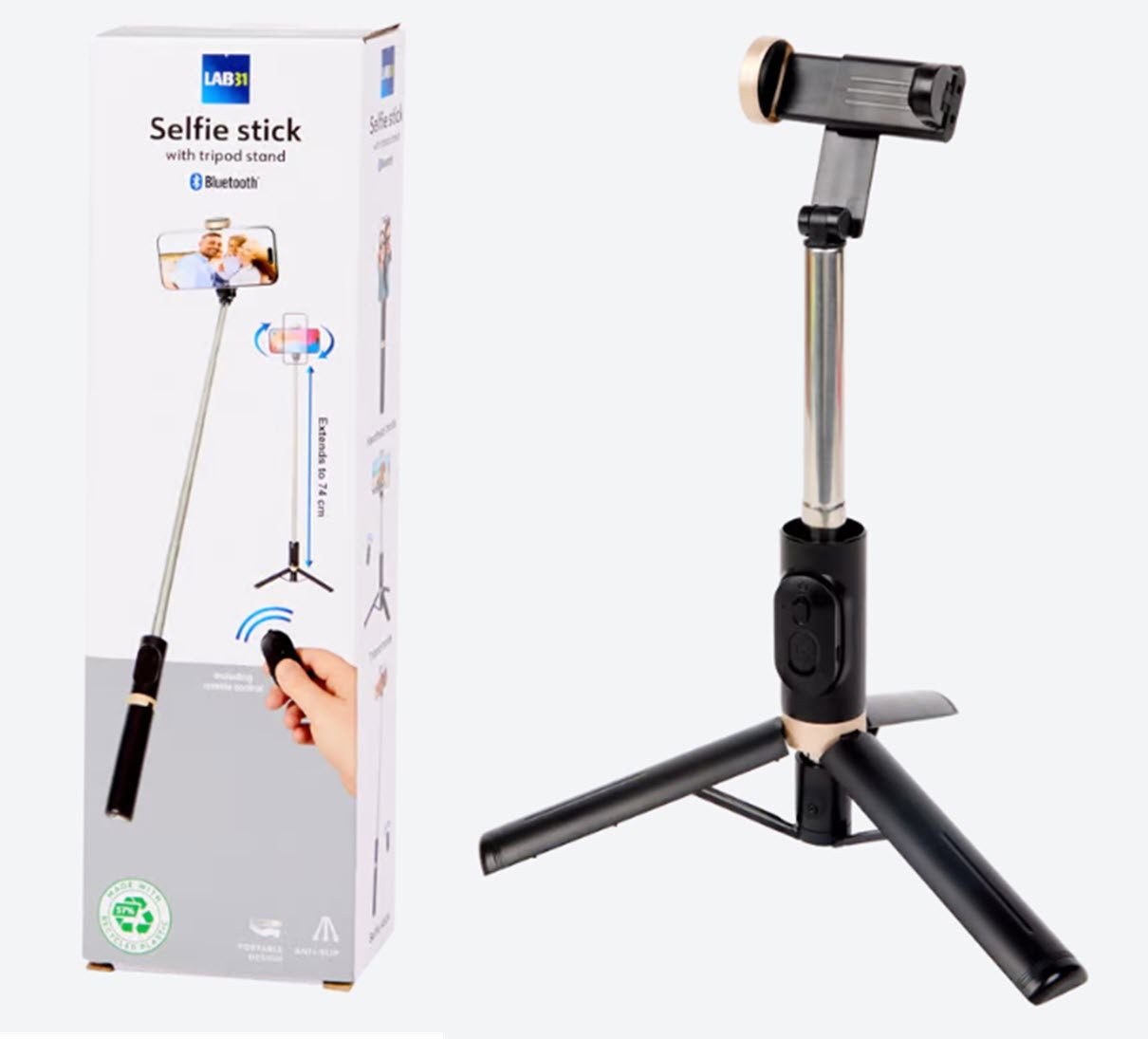 ZD Trading Selfie-Stick Selfiestick mit stativ und Fernbedienung und Dreibeinstativ