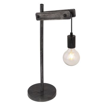 etc-shop LED Tischleuchte, Leuchtmittel nicht inklusive, Nachttischleuchte Tischlampe Beistellleuchte Holzleuchte schwarz