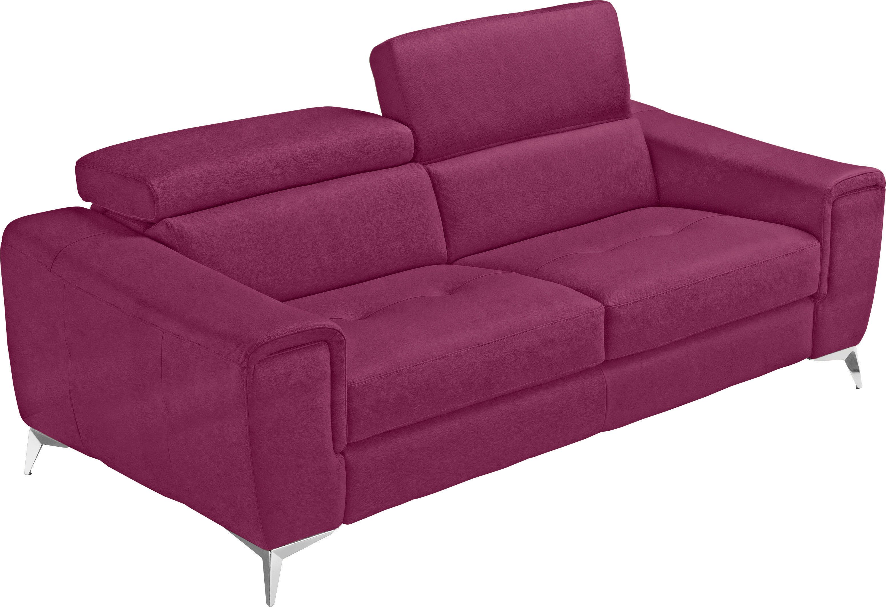 Egoitaliano 2,5-Sitzer Francine, Designsofa, Loungesofa, Breite 213 cm, Fußfarbe chrom, Designfuß, Luxus-Microfaser BLUSH, fuchsia