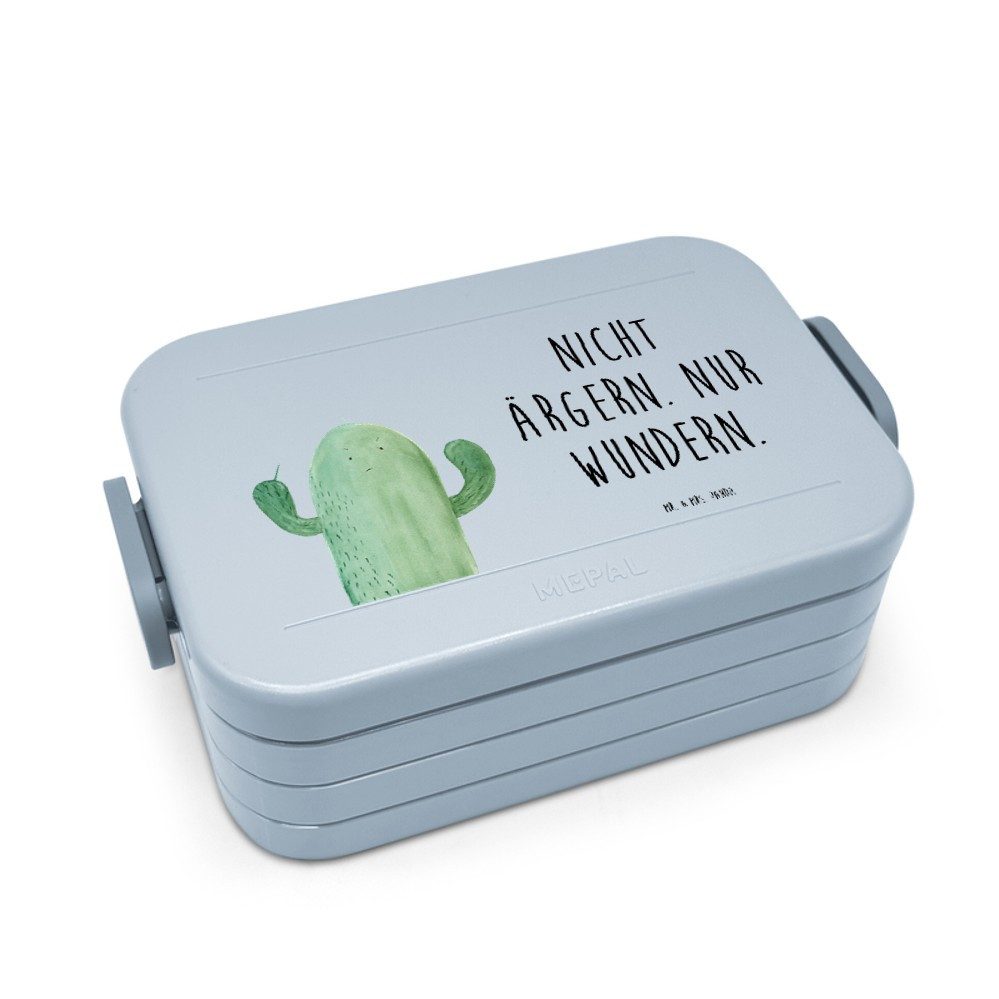 Mr. & Mrs. Panda Butterdose Kaktus Wut Motiv, Bento Box, Blau Pastell, Lunchbox, Kakteen, Büro, K, Polypropylen lebensmittelecht, (Packung), Bento-Brotdose Büro Jausenbox