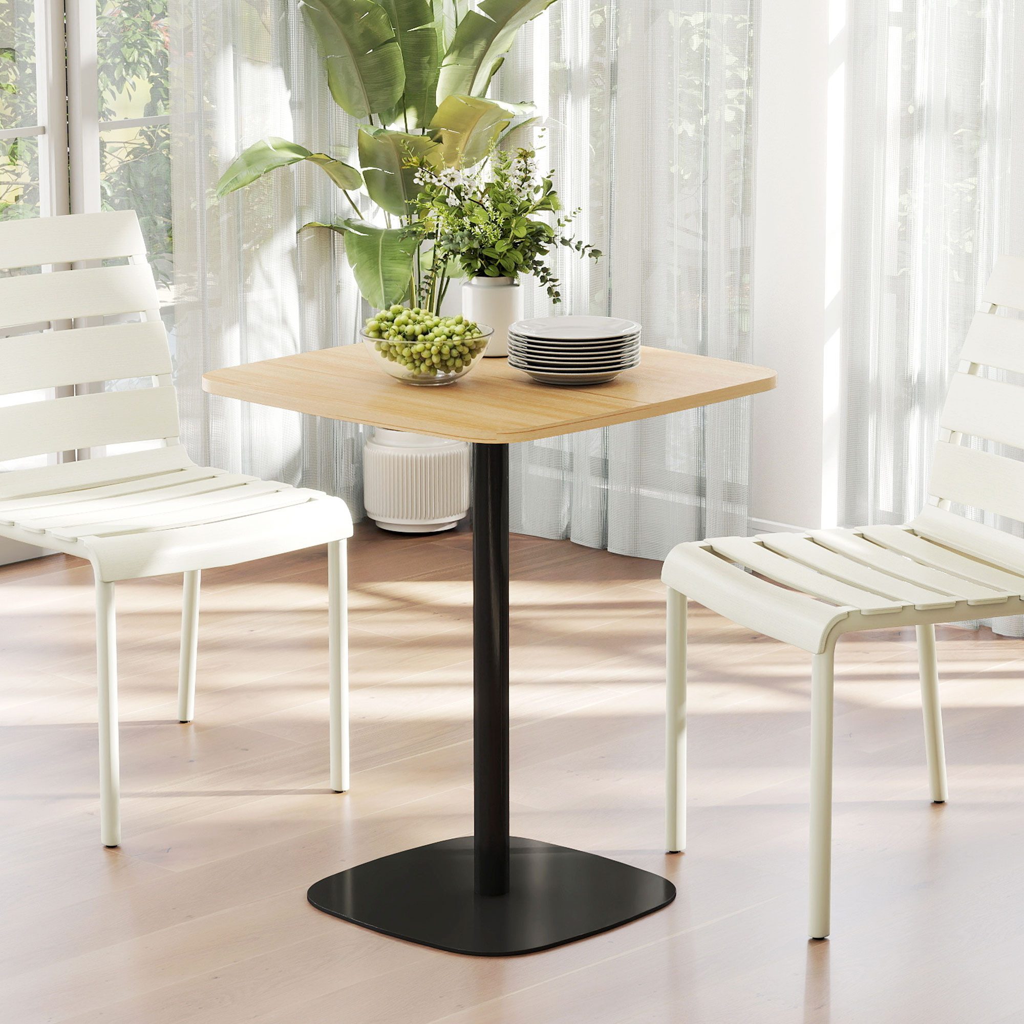 HOMCOM Esstisch (Esszimmertisch für 2 Personen, 1-St., Küchentisch), mit Stahlgestell, für Küche, Esszimmer, Wohnzimmer, Naturholz