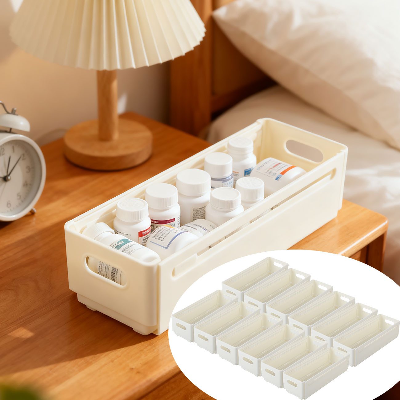 shop'n smile ideoon Organizer Küchenschrank Organizer Ausziehbar 28-48cm Regaleinsatz anpaß-&faltbar, Ausziehbar 28–48 cm, stabil mit Klemmen platzsparendes 6er/12er-Set