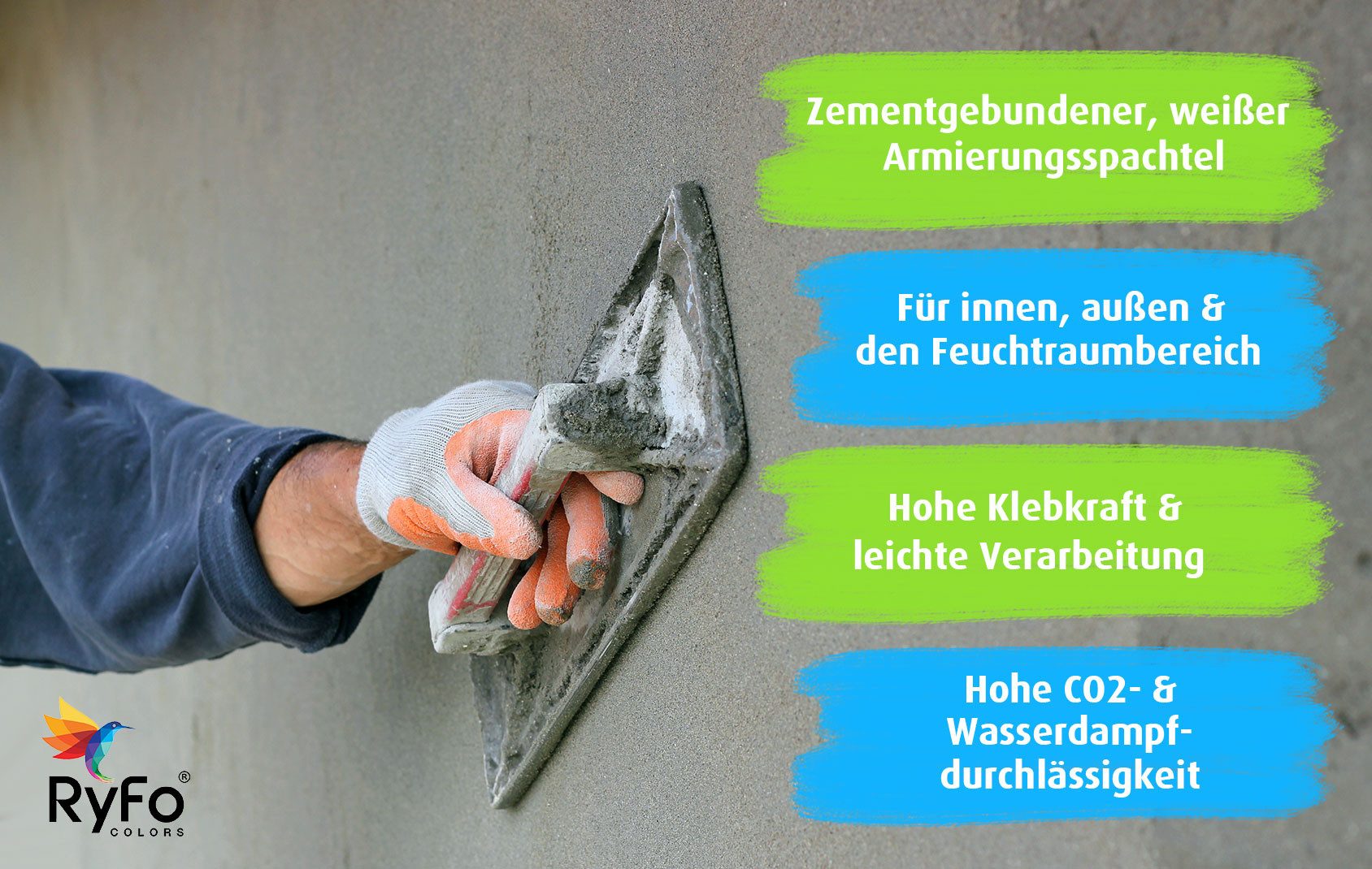 RyFo Colors Spachtelpulver RyFo Colors WDVS Klebe- und Armierungsspachtel 25 kg faserverstärkt, Klebe- und Armierungsspachtel, faserverstärkter WDVS Klebe- und Armierungsspachtel, diffusionsoffen