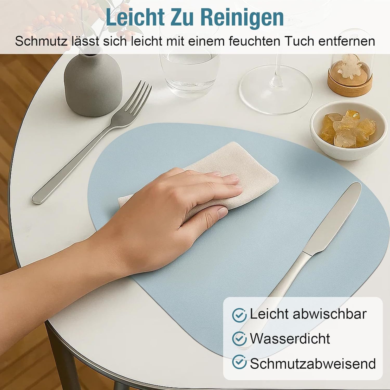 Youyijia Platzset 6er Set Tischset aus Leder-Imitat, Starke rutschfeste – Bild 4 von 5