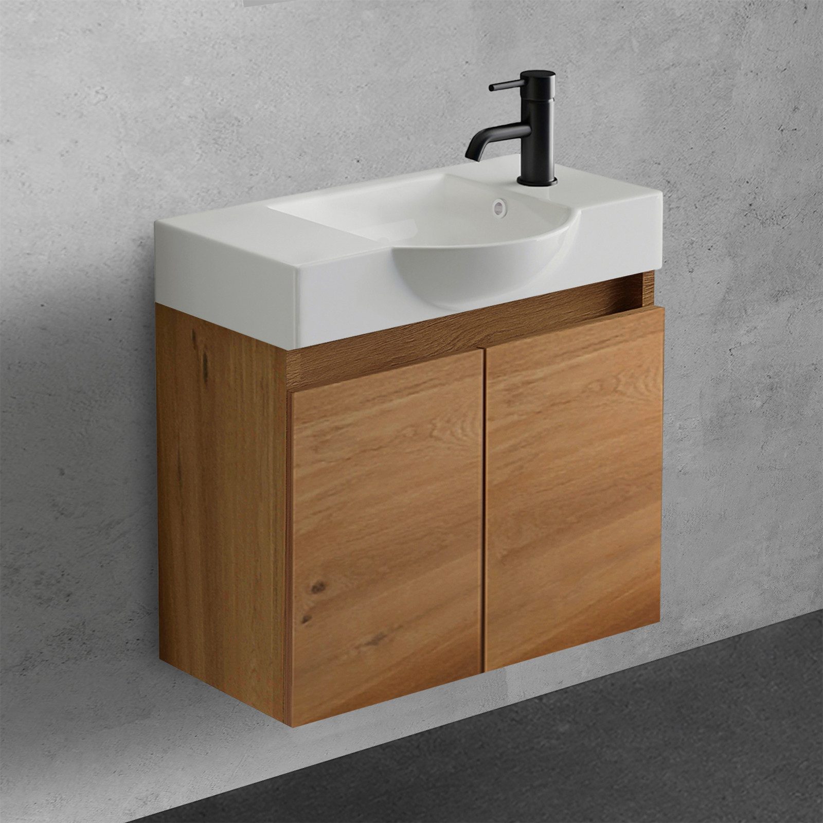 Alpenberger Badmöbel-Set Gäste WC Waschbecken mit Unterschrank 55 cm Breit, günstig online kaufen