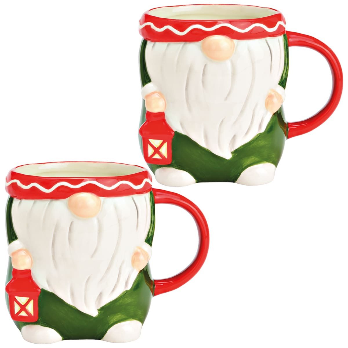 matches21 HOME & HOBBY Tasse Große lustige Wichtel Weihnachts-Tassen 2er Set bunt 12 cm, 680 ml, 2-tlg., Keramik, Spülmaschinenfeste Kaffeetassen Kaffee-Becher als Glühweintassen