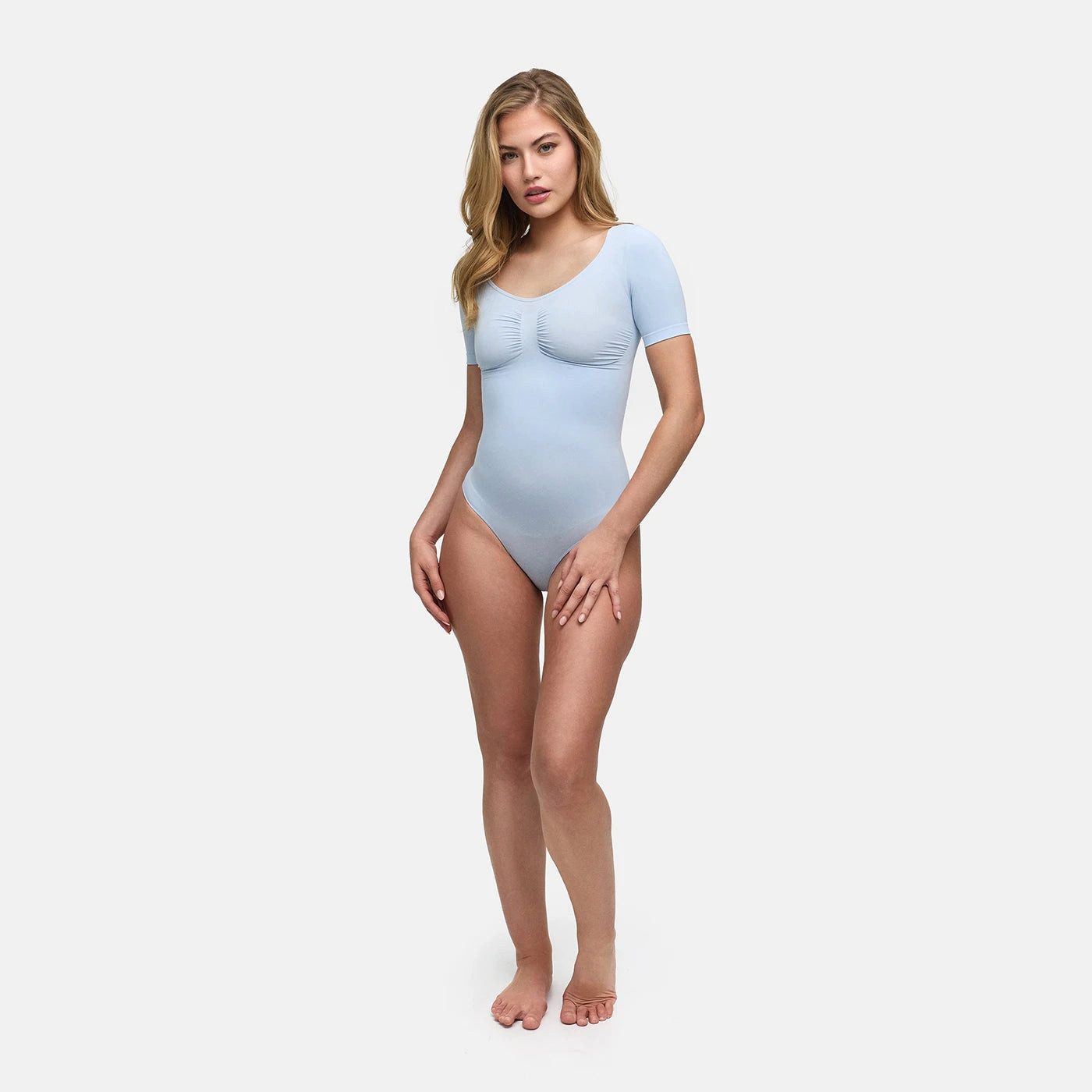 cfab Shaping-Body T-Shirt Bodysuit Sculpting Shapewear mit String-Baby Blue-3XL (1-tlg)