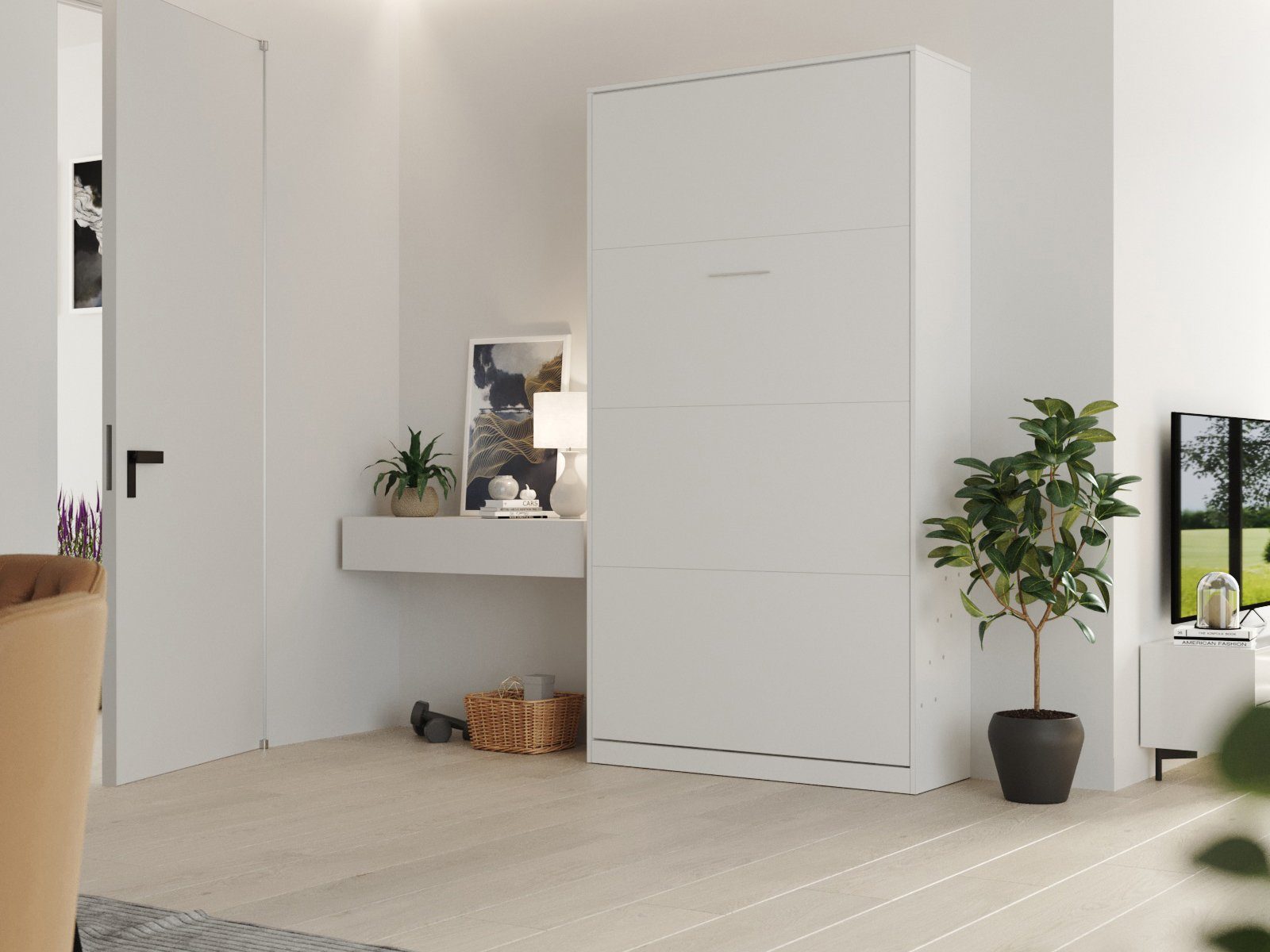 HeimLiving Schrankbett Classico 100/140/160x200 cm Vertikal Weiß mit Gasdru günstig online kaufen