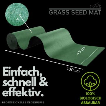 Starlyf Blumenerde Grass Seed Mat Matte, (Spar Set, 1-St., 1er oder 2er Pack), Grassamenmatte, Rasenrolle, Rasenvlies, 10m x 0,45m - 4,5 m²