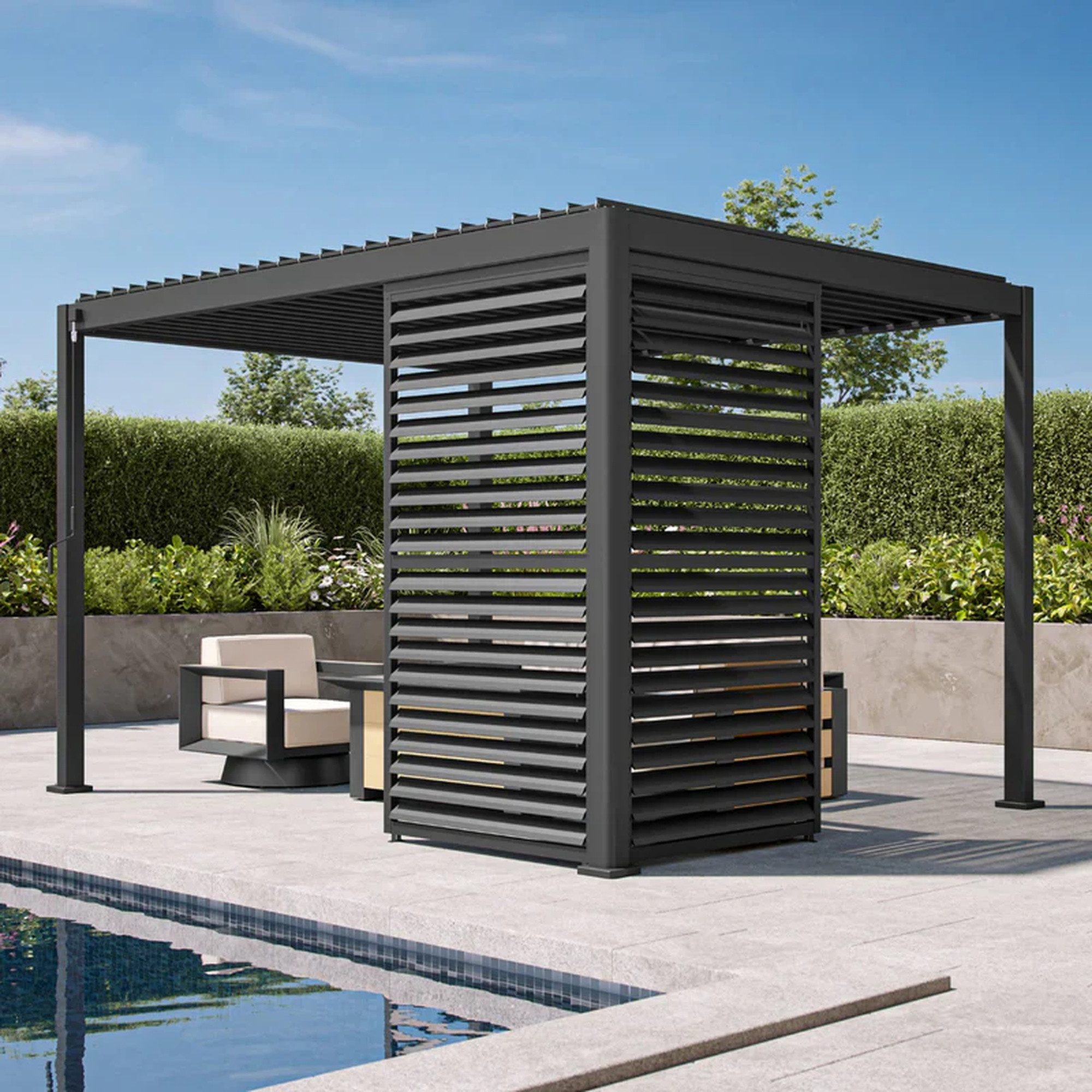 Mirador Pergola 1/3 Drehbare Lamellenwand 0.93m/1.23m, (Packung, 1-tlg), Aluminium Lamellenwand für Mirador 111DA Pergola Anthrazit