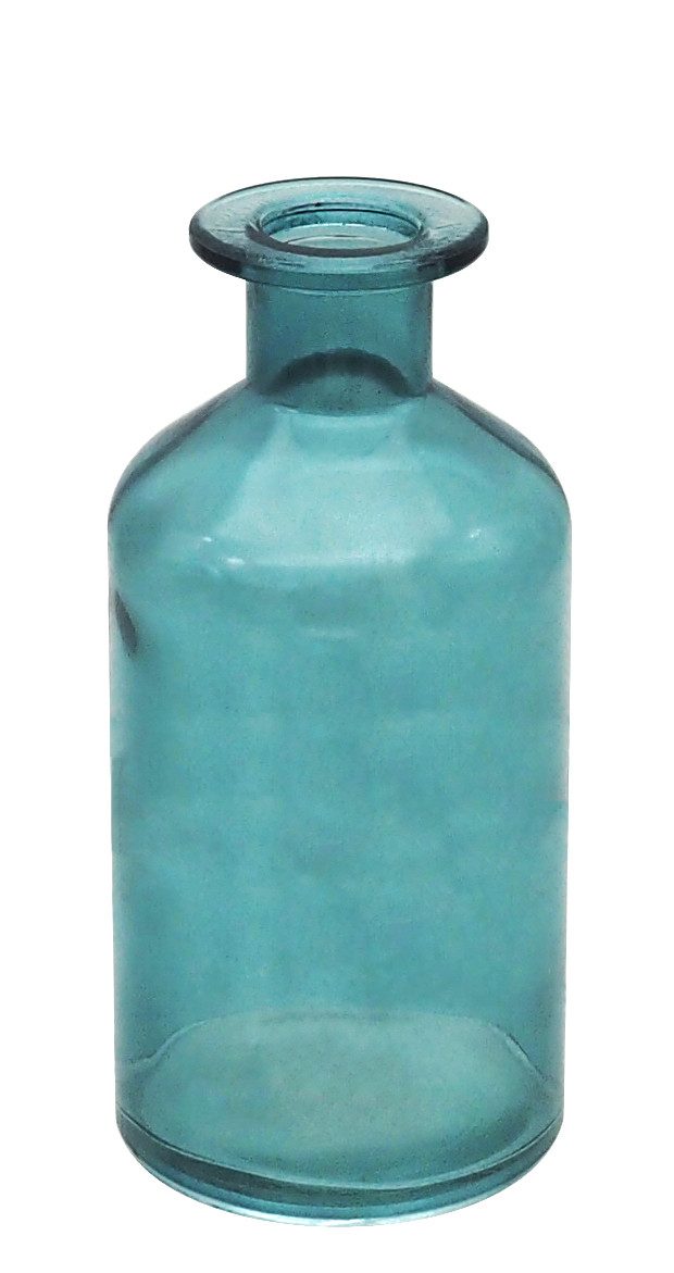 Dekovase Vase Blau Glasvase Blumenvase Kommunion Konfirmation 7 cm Ø und 15cm H
