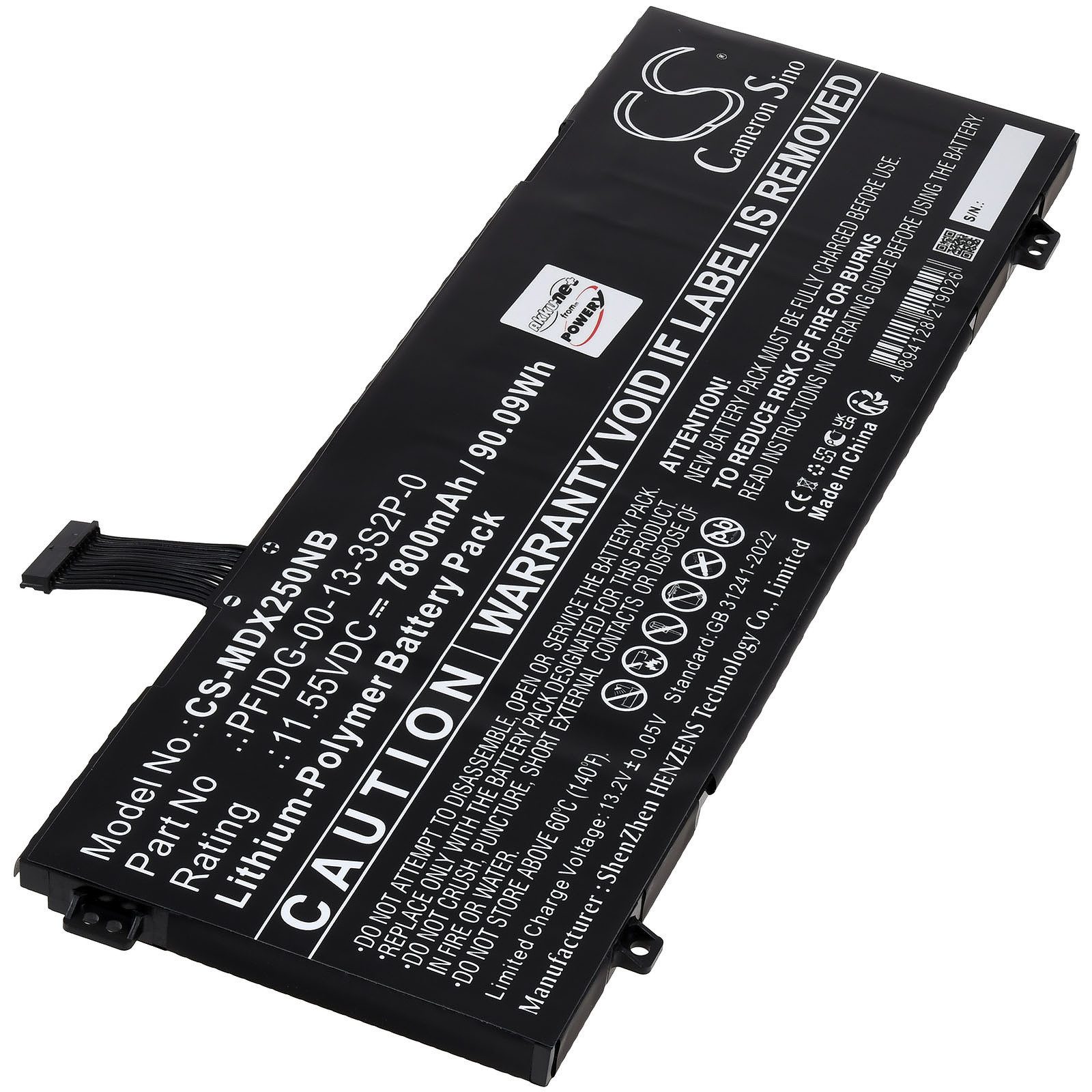 Powery Akku für Schenker Typ PFIDG-00-13-3S2P-0 Laptop-Akku 7800 mAh (11.55 V)