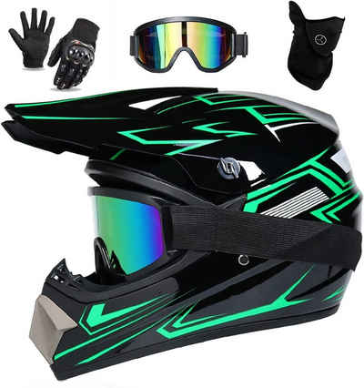 UIGJIOG Motorradhelm Verfügbar in den Größen S, M, L, XL, ATV Motorradhelm D.O.T Zertifizierter Helm Mit Brille Handschuhe