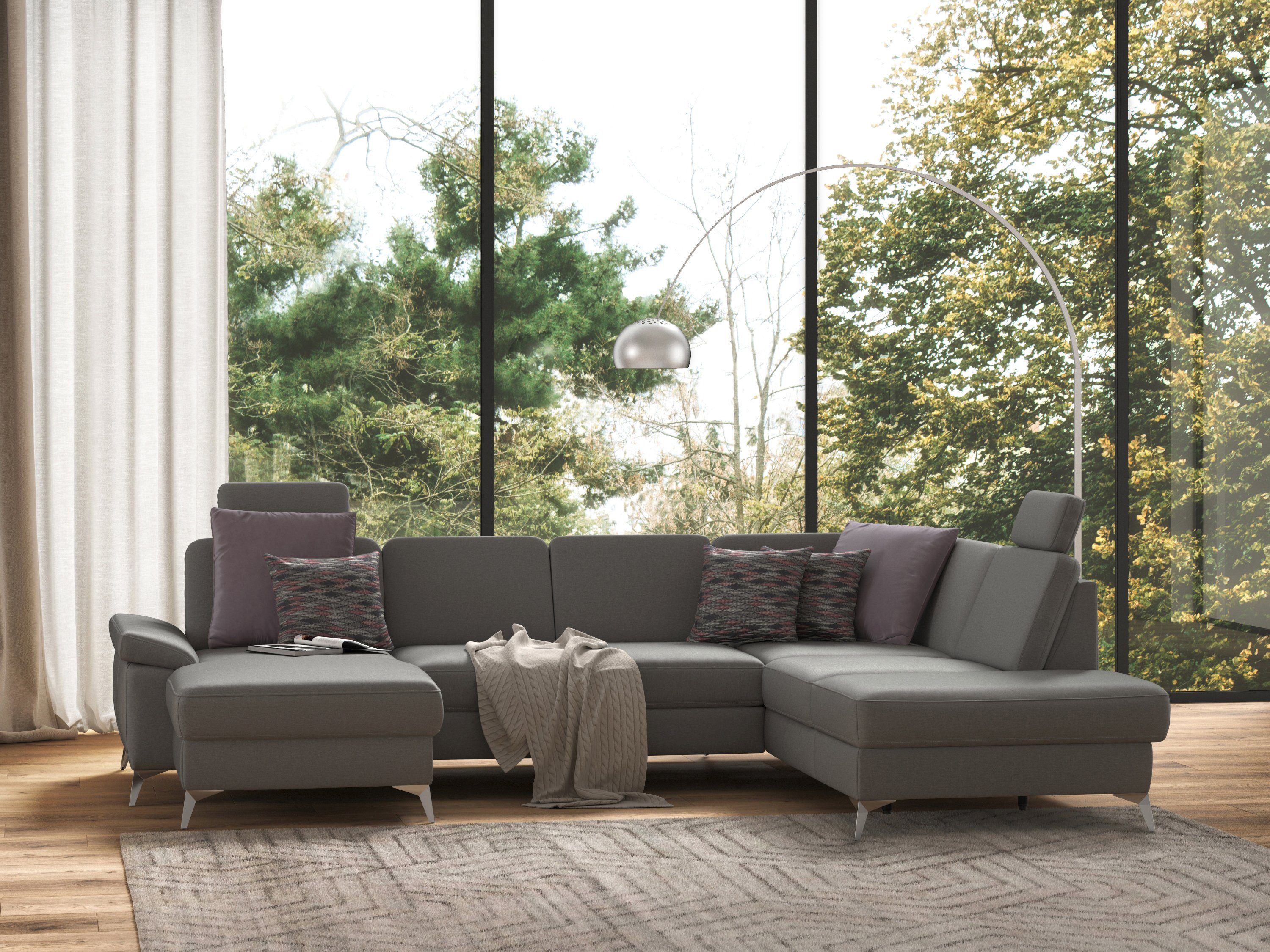 sit&more Wohnlandschaft Padua U-Form, inklusive Sitztiefenverstellung, Armteilfunktion und Federkern