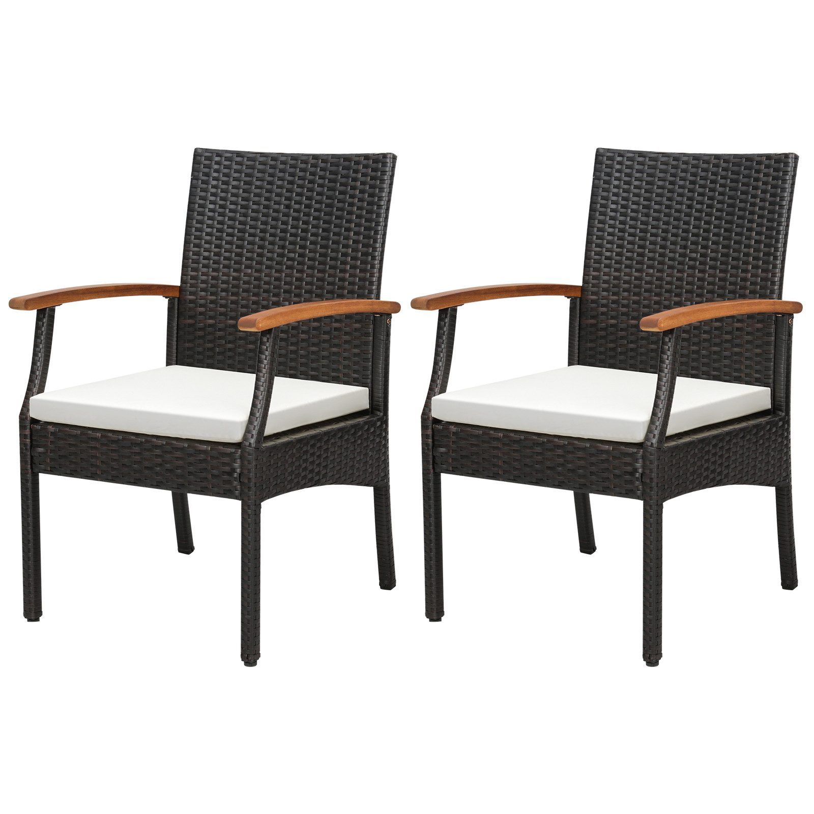 COSTWAY Gartenstuhl, 2er Set, Rattan, Akazie, günstig online kaufen