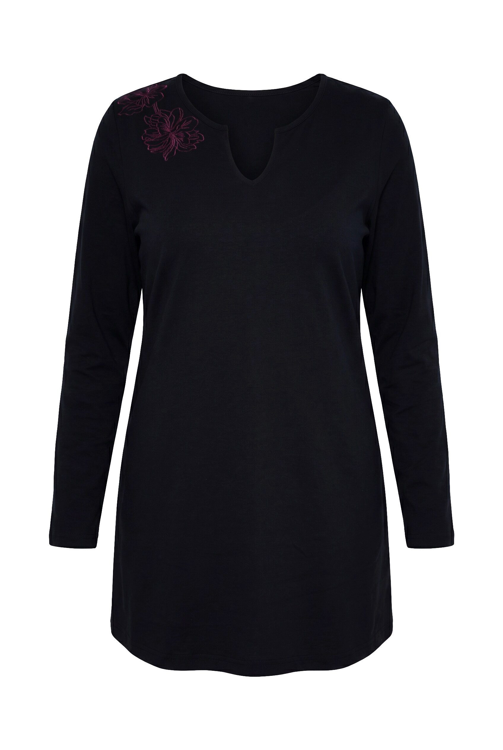 Ulla Popken Longshirt Longshirt Stickerei A-Linie Tunika-Ausschnitt – Bild 2 von 4