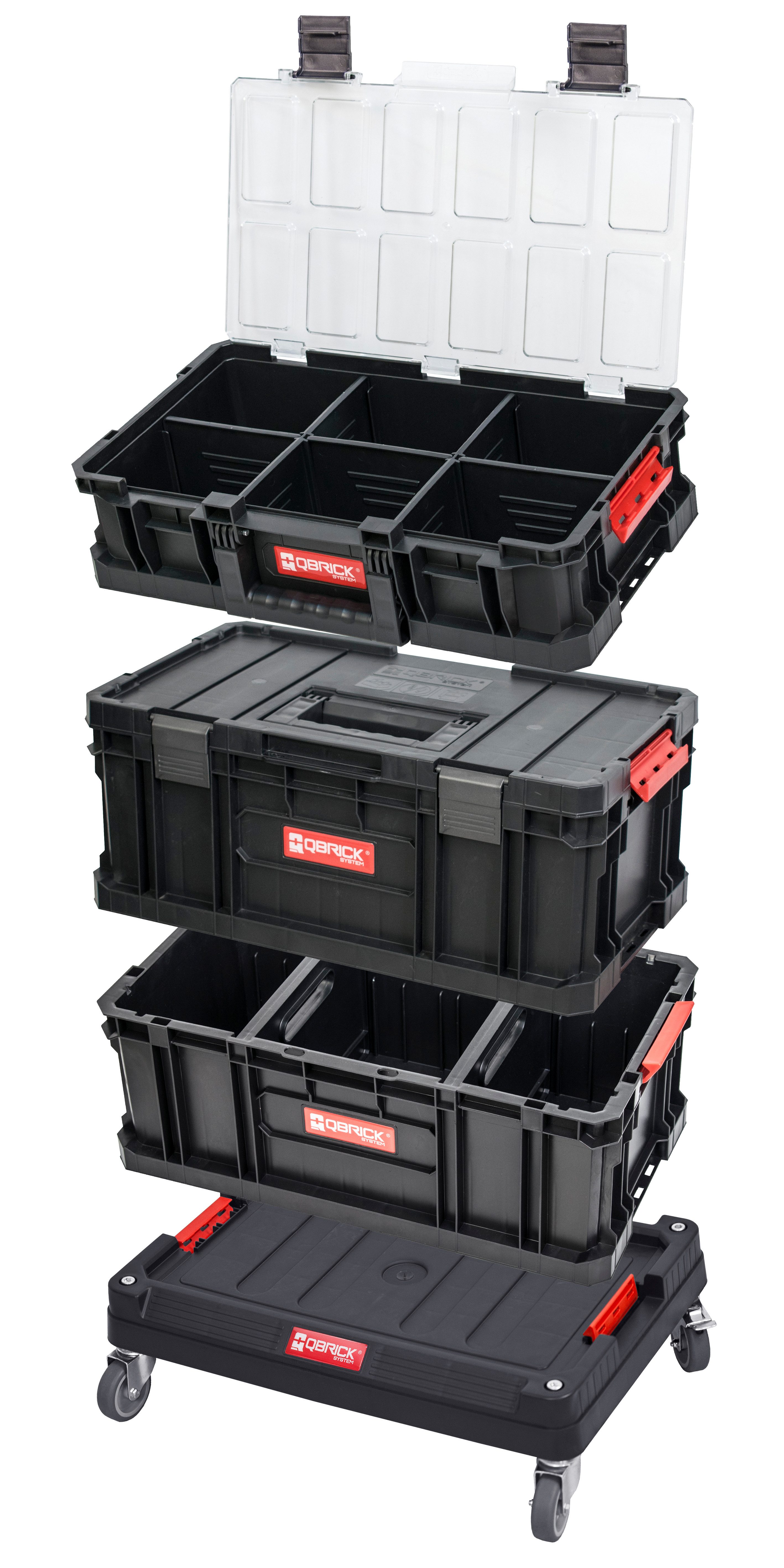 Kreher Werkstattwagen Q-Brick mobiler Alleskönner in verschiedenen Ausführungen (wählbar), Set 4, Robust, Bruchsicher, Rollbar, Erweiterbar, Einfache Bedienung
