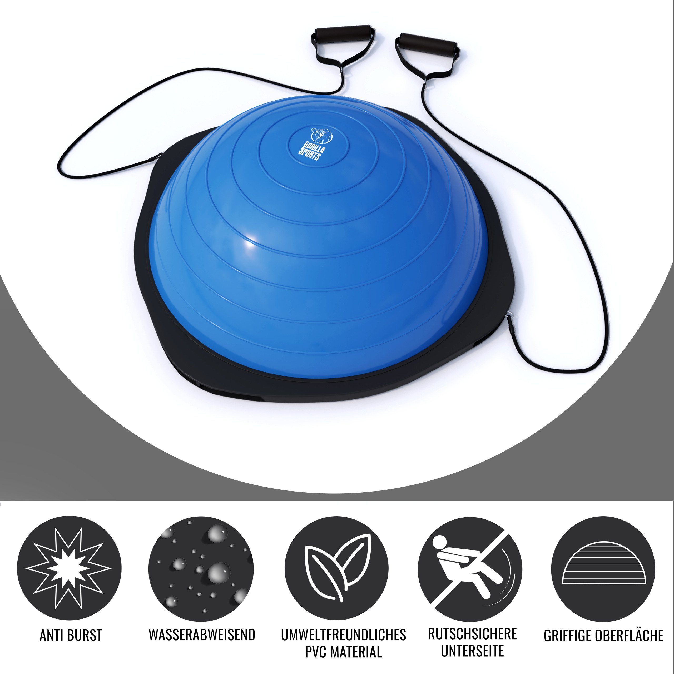 GORILLA SPORTS Balanceboard Balance Ball mit Griffen