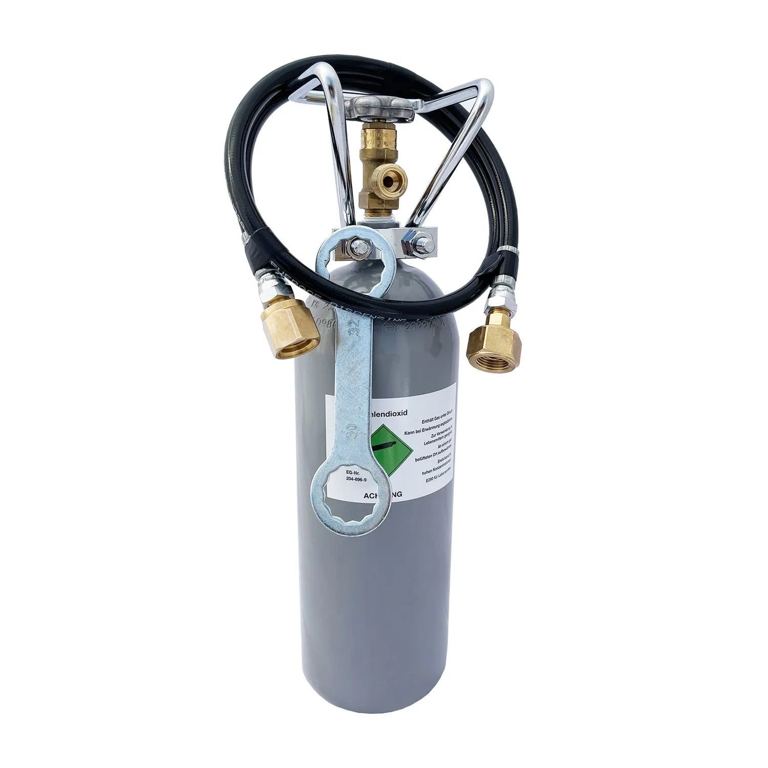 ich-zapfe CO₂-Zylinder Komplett set - CO2 Flasche, Schlauch Set, Kohlensäureschlüssel für, Sodastream, Wassersprudler, 1-leitig, CO2 Flaschen: CO2 - 2 kg