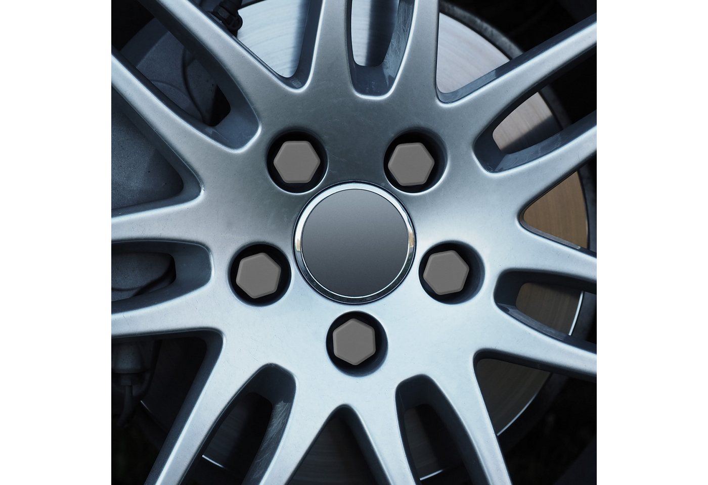 Thumbnail - kwmobile Muttern 20x Abdeckung für 19 mm Radmuttern Auto Rad Schraube, (1-St), Radschrauben Cover - Mutter Kappen in Gra...