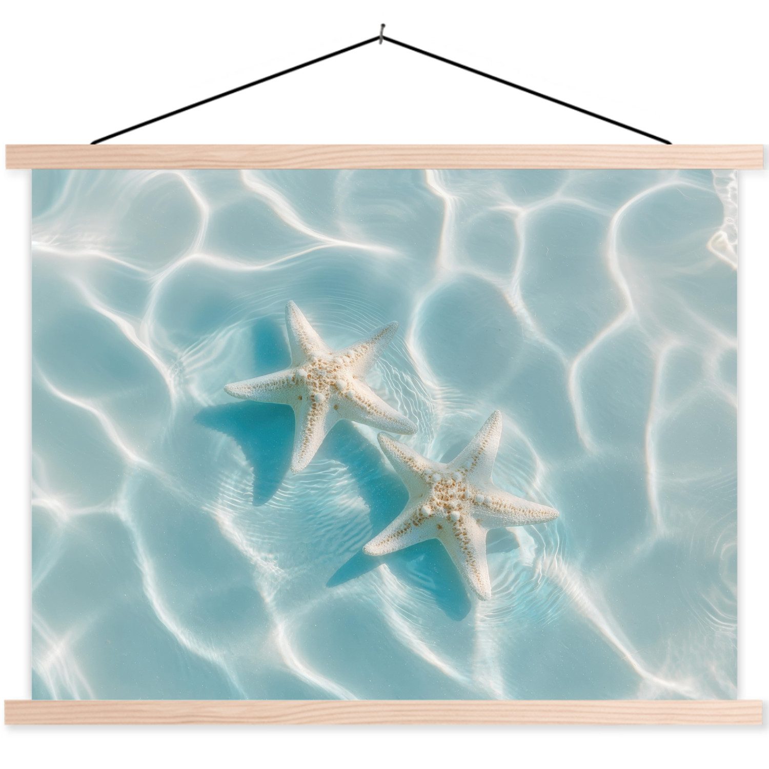 MuchoWow Poster Seesterne - Gewelltes Wasser - Beruhigend, (1 St), Posterleiste, Textilposter für Wohnzimmer, Bilderleiste, 40x30 cm